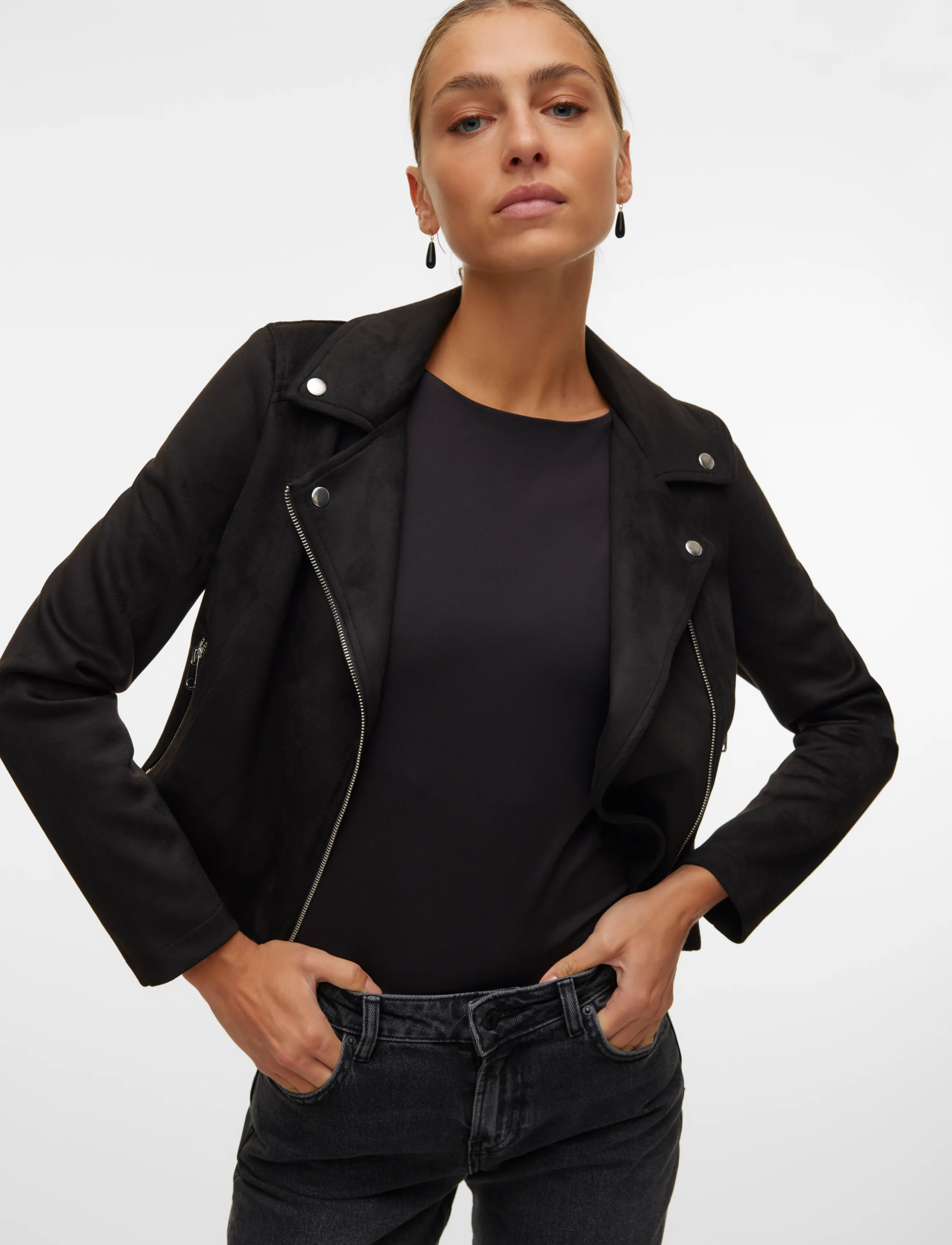 Vero Moda - VMJOSE SHORT FAUX SUEDE JACKET NOOS - frühlingsjacken - black - 5