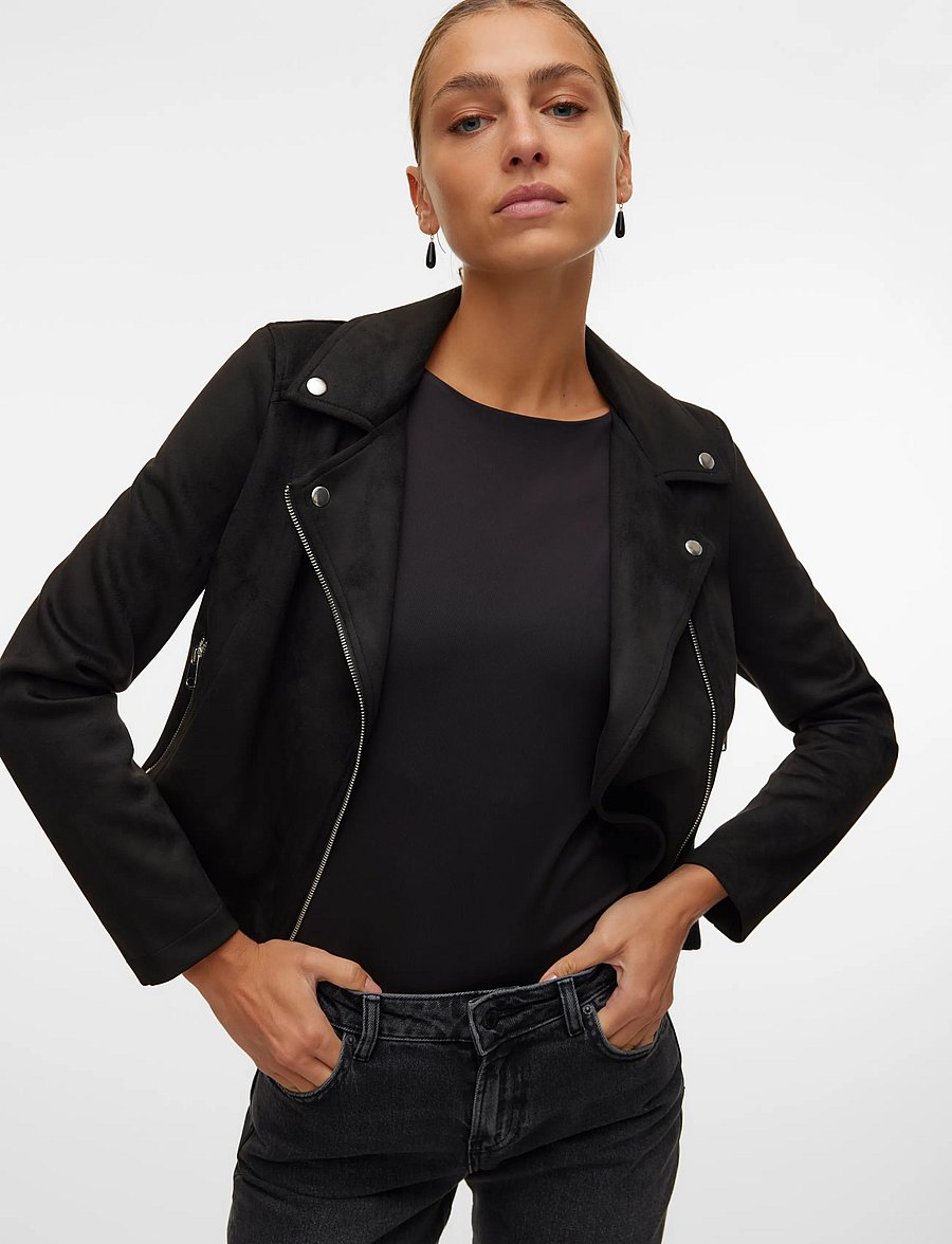 Vero Moda - VMJOSE SHORT FAUX SUEDE JACKET NOOS - frühlingsjacken - black - 5