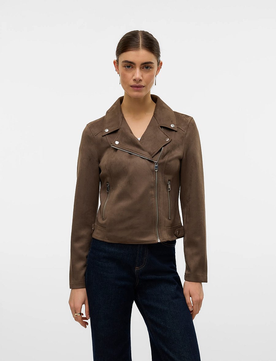 Vero Moda - VMJOSE SHORT FAUX SUEDE JACKET NOOS - vårjackor - chocolate chip - 0