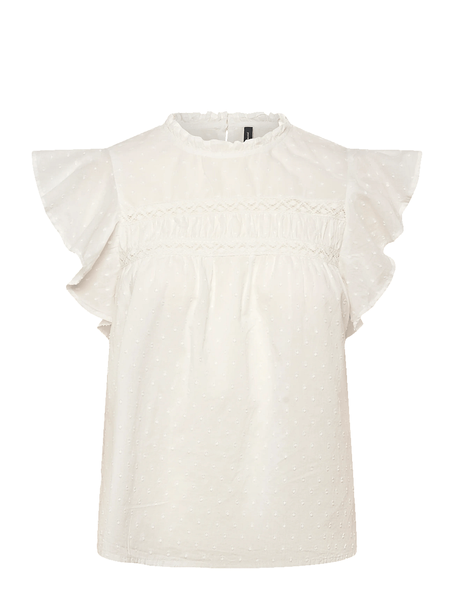 Vero Moda - VMTRINE SL LACE TOP WVN NOOS - Ærmeløse bluser - snow white - 1