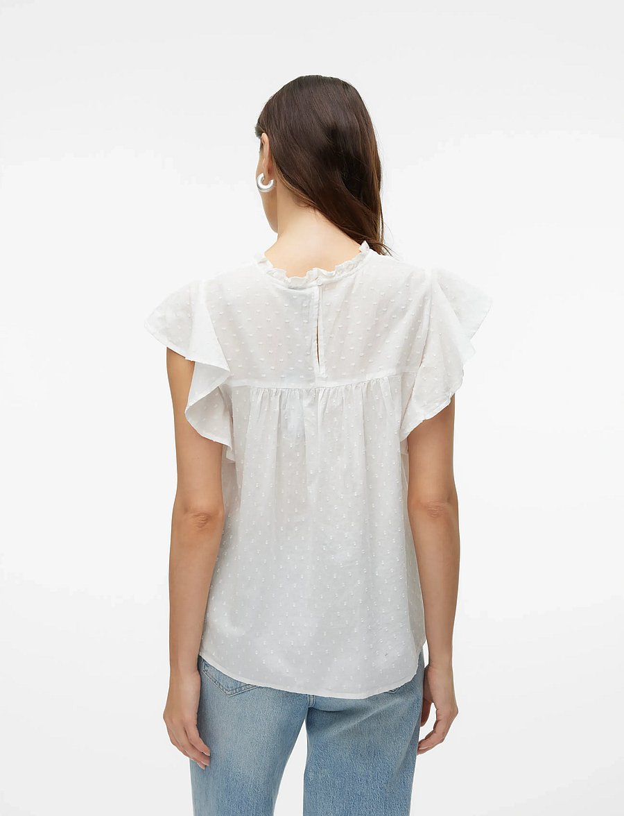 Vero Moda - VMTRINE SL LACE TOP WVN NOOS - Ærmeløse bluser - snow white - 3