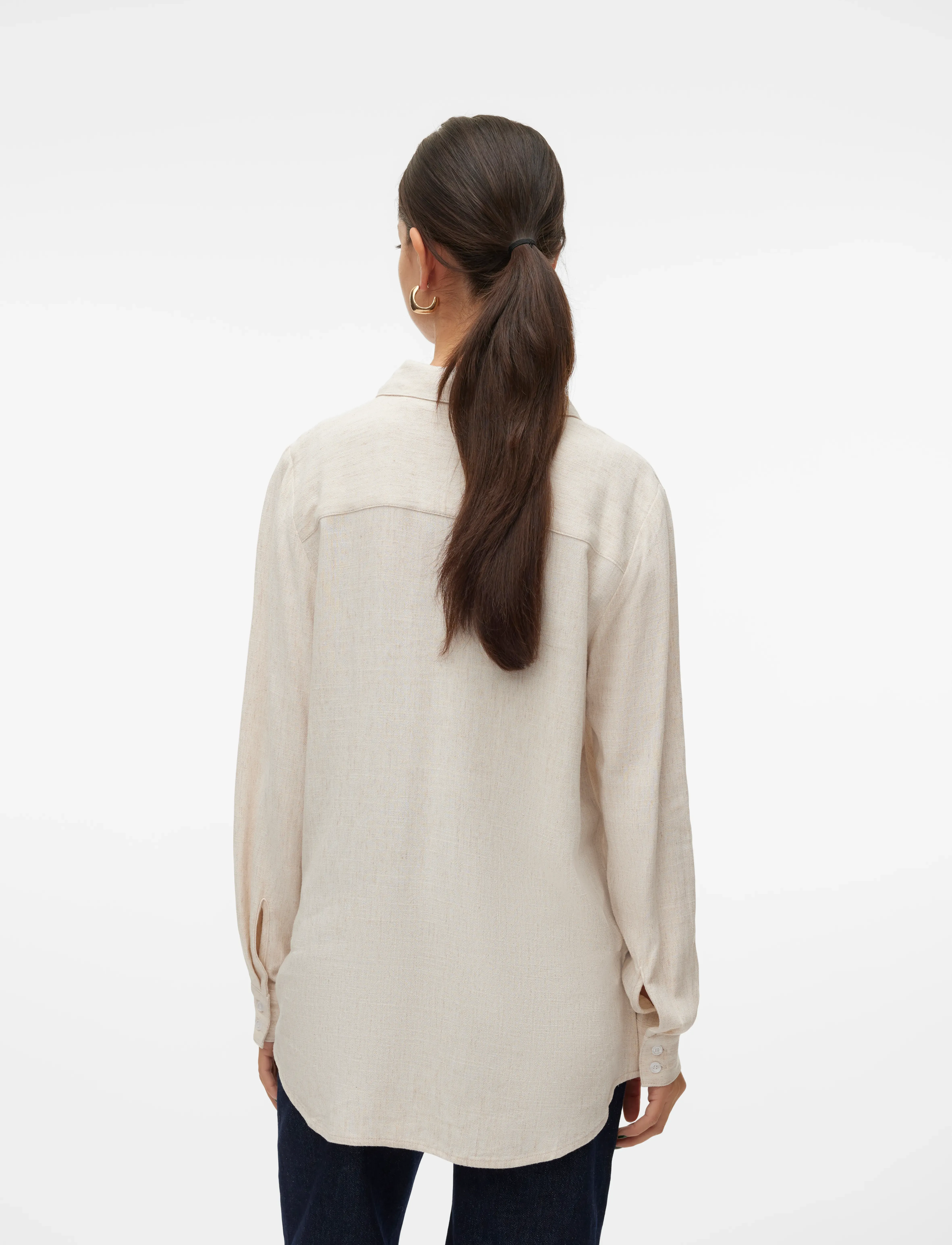 Vero Moda - VMVERA LS LINEN OVERSIZED SHIRT - langärmlige hemden - oatmeal - 3