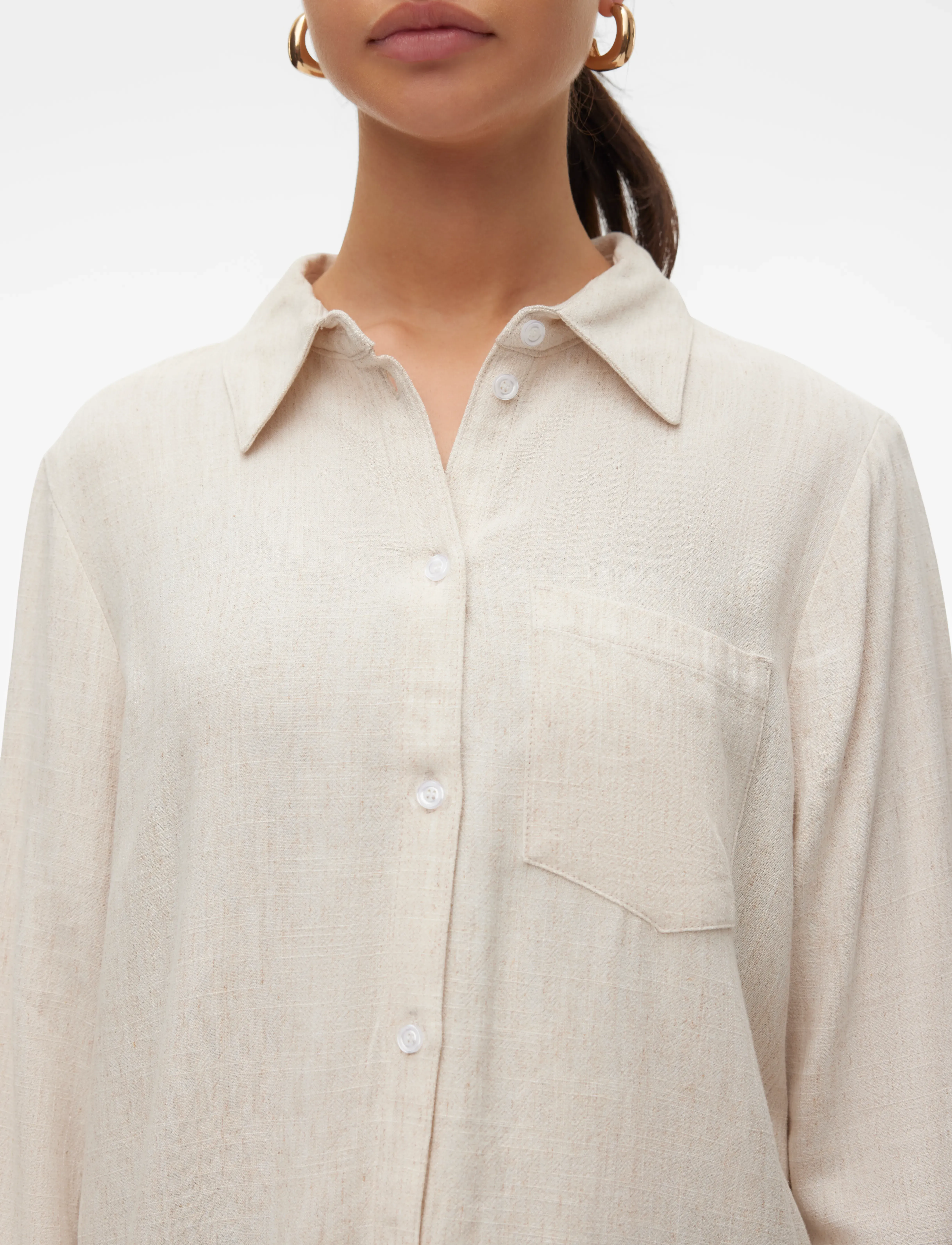 Vero Moda - VMVERA LS LINEN OVERSIZED SHIRT - langärmlige hemden - oatmeal - 5