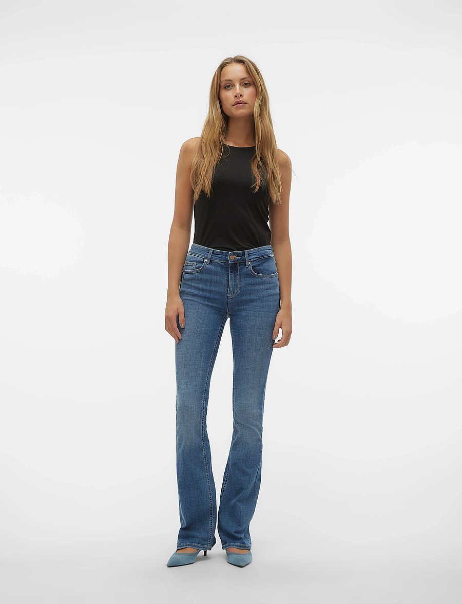 Vero Moda - VMFLASH MR FLARED JEANS LI347 GA NOOS - flared jeans - medium blue denim - 0