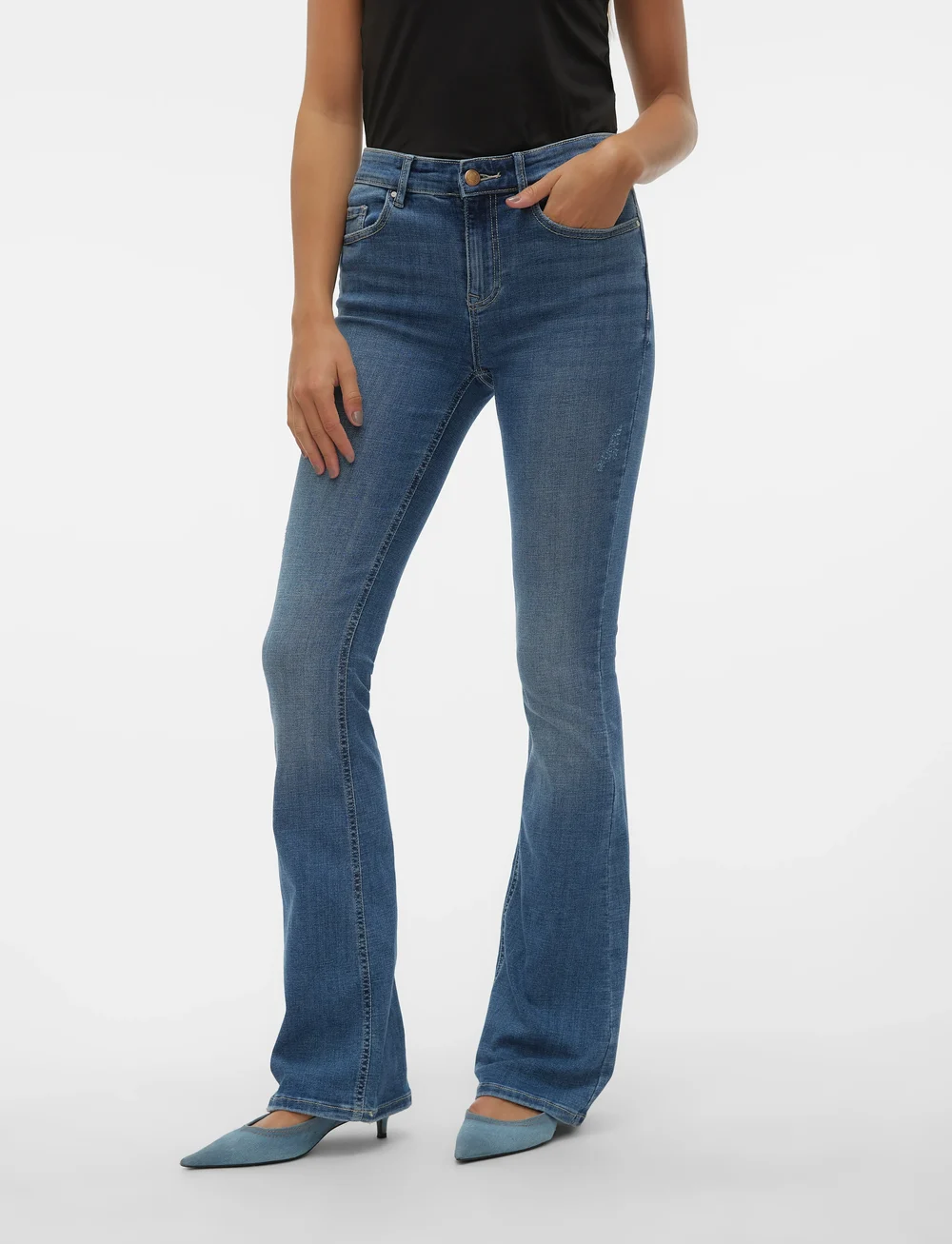 Vero Moda - VMFLASH MR FLARED JEANS LI347 GA NOOS - džinsi ar zvanveida galiem - medium blue denim - 5