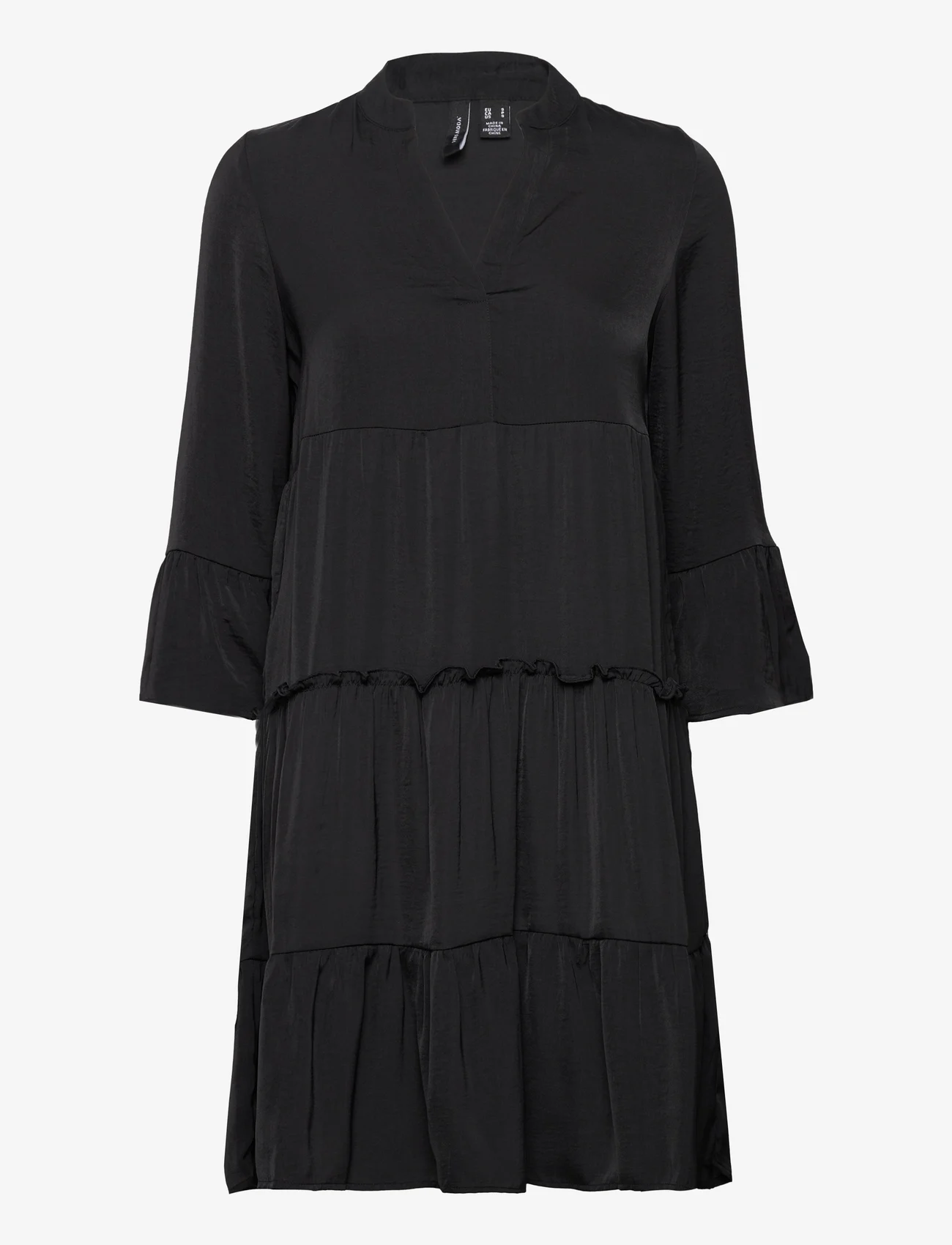 Vero Moda - VMKATRINE 3/4 SHORT DRESS WVN GA - proginės suknelės - black - 0