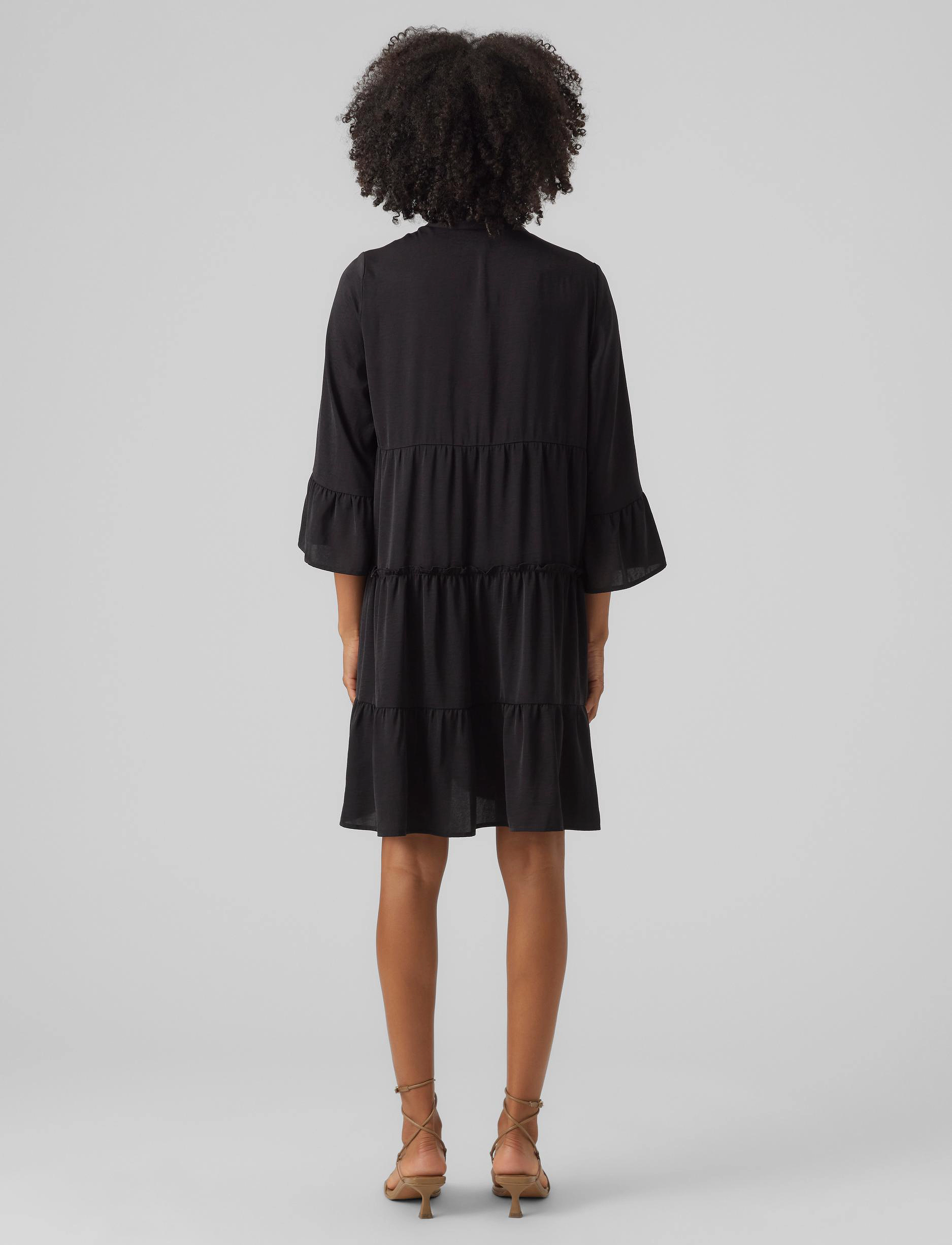 Vero Moda - VMKATRINE 3/4 SHORT DRESS WVN GA - korta klänningar - black - 3