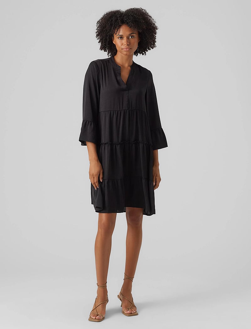 Vero Moda - VMKATRINE 3/4 SHORT DRESS WVN GA - lyhyet mekot - black - 5