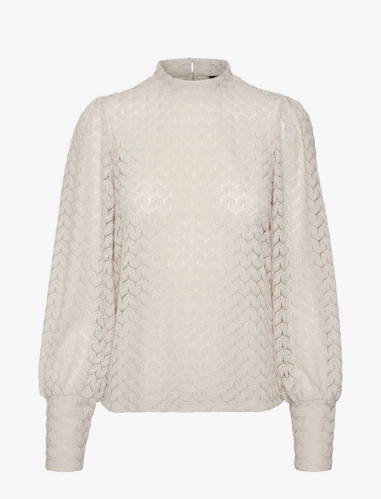 Vero Moda VMBECCA LS HIGH NECK LACE TOP JRS NOOS - Bluser - PUMICE STONE / cream