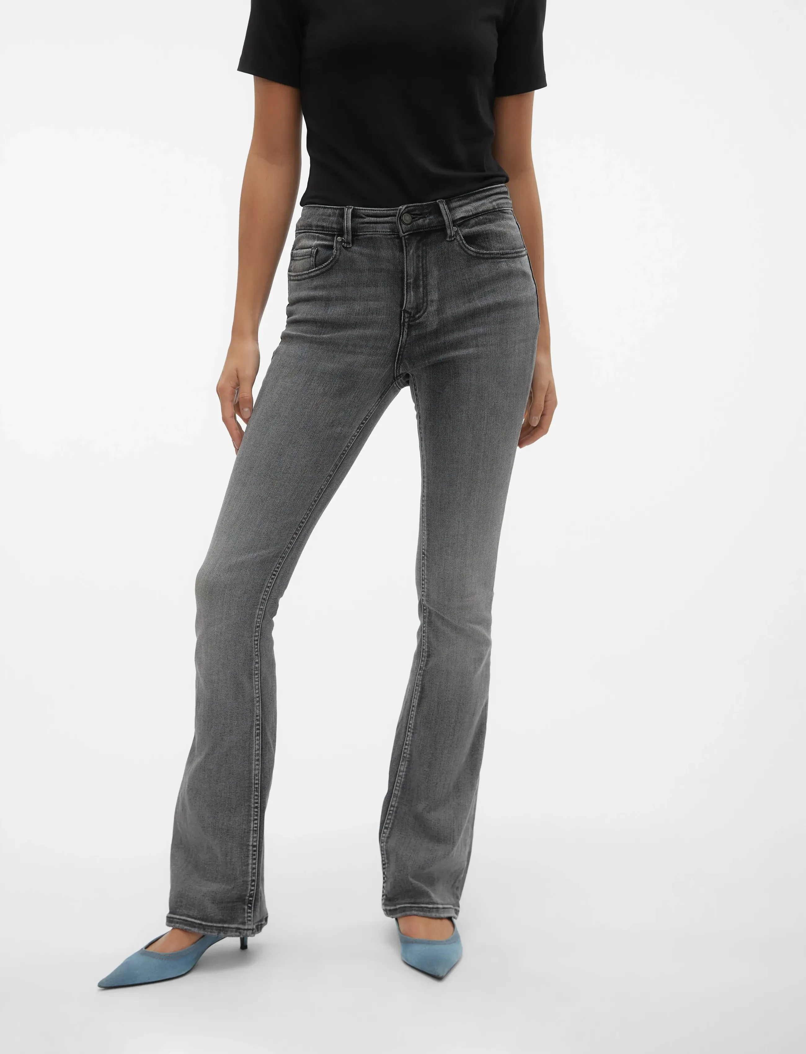 Vero Moda - VMFLASH MR FLARED JEANS LI213 GA NOOS - schlaghosen - medium grey denim - 3