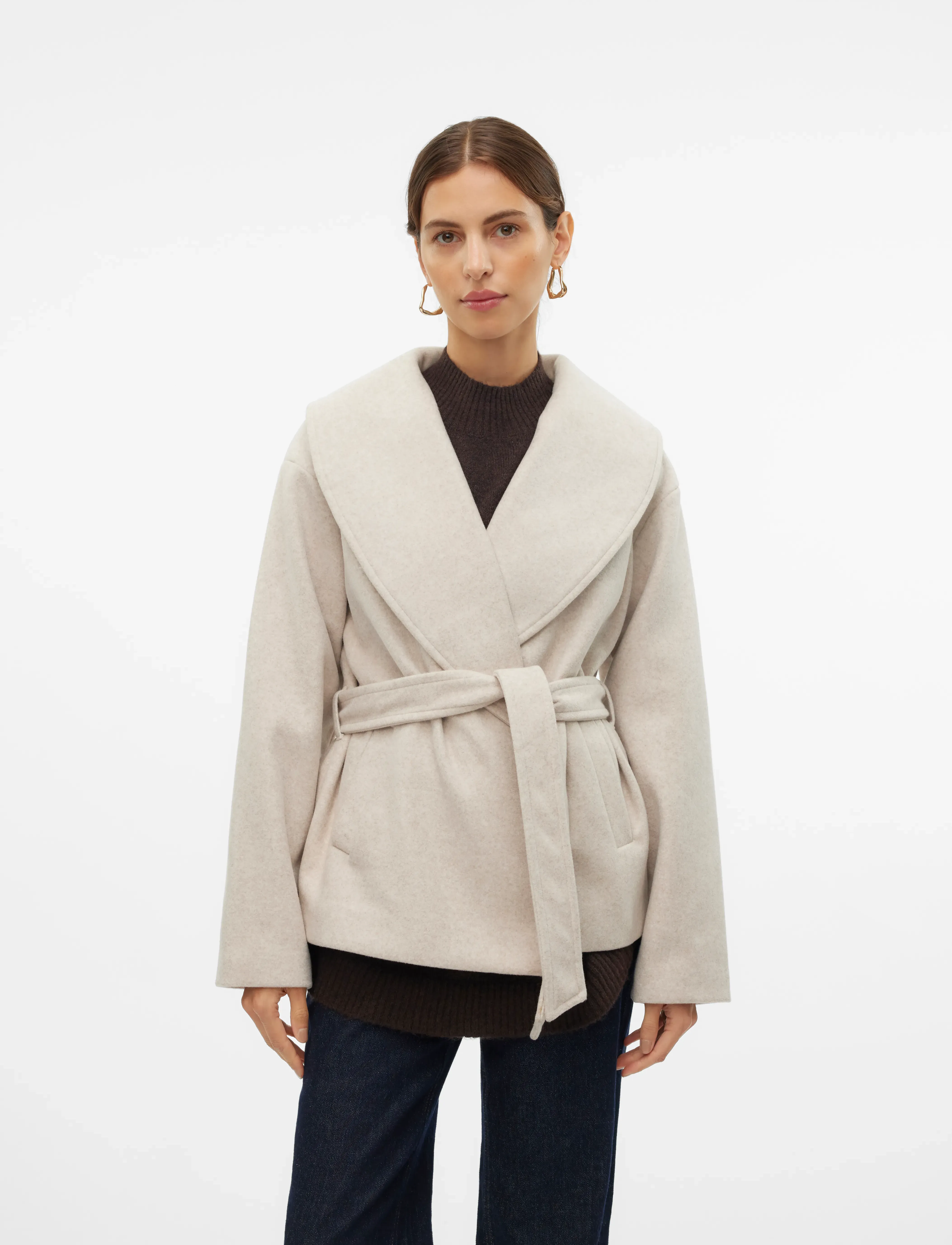 Vero Moda Vmanne Bergen Jacket Ga Noos, L, Beige, Jakker > Uldjakker, Dame