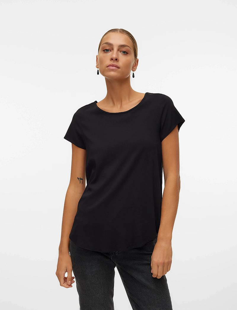 Vero Moda - VMBELLA SS TOP WVN NOOS - t-shirts - black - 0