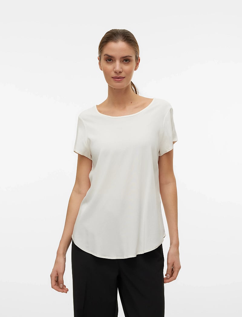 Vero Moda - VMBELLA SS TOP WVN NOOS - t-shirts - snow white - 0