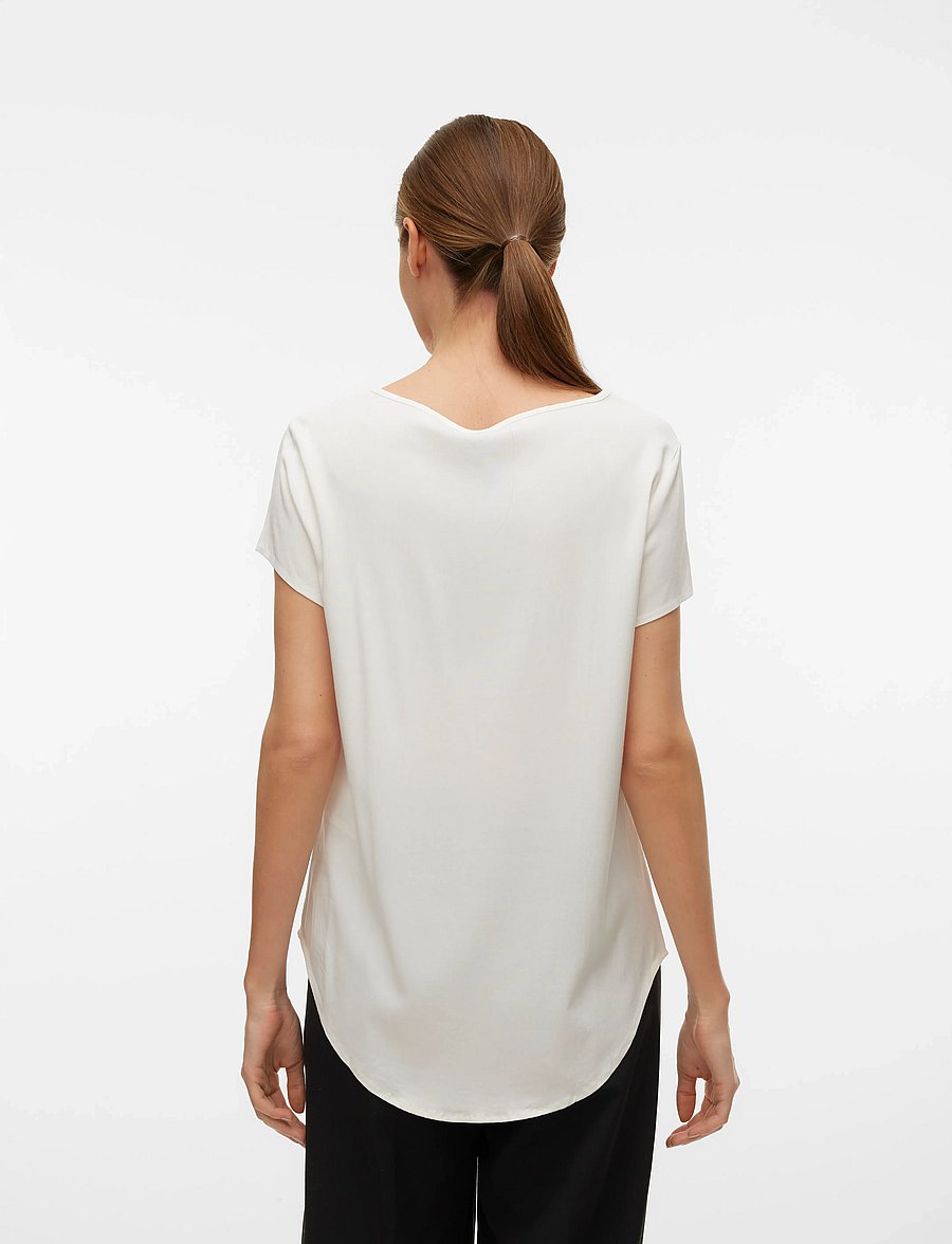 Vero Moda - VMBELLA SS TOP WVN NOOS - t-shirts - snow white - 2