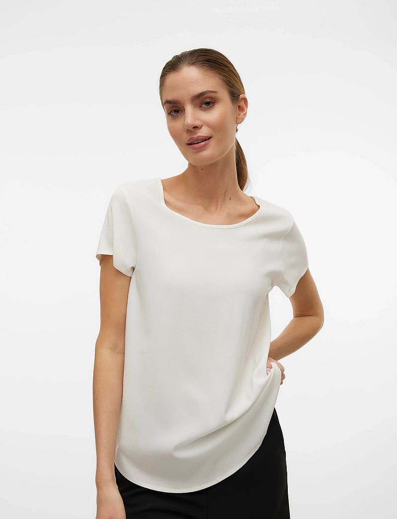 Vero Moda - VMBELLA SS TOP WVN NOOS - t-shirts - snow white - 5