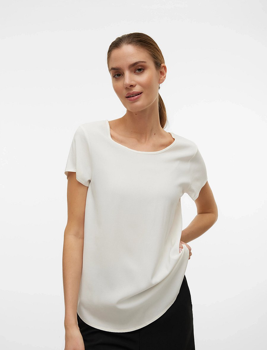 Vero Moda - VMBELLA SS TOP WVN NOOS - t-shirts - snow white - 5