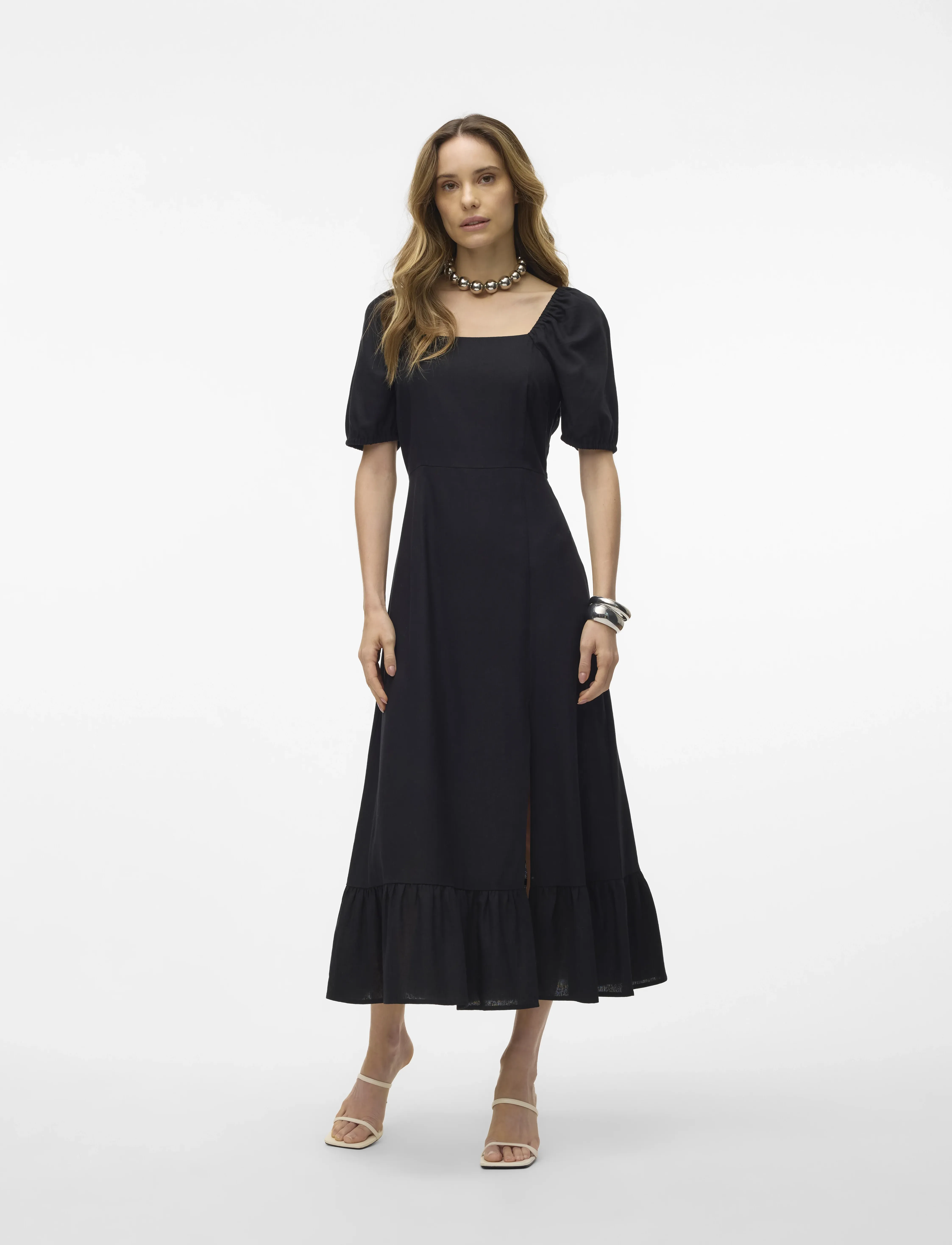 Vero Moda - VMMYMILO SS 7/8 DRESS WVN GA - laveste priser - black - 4