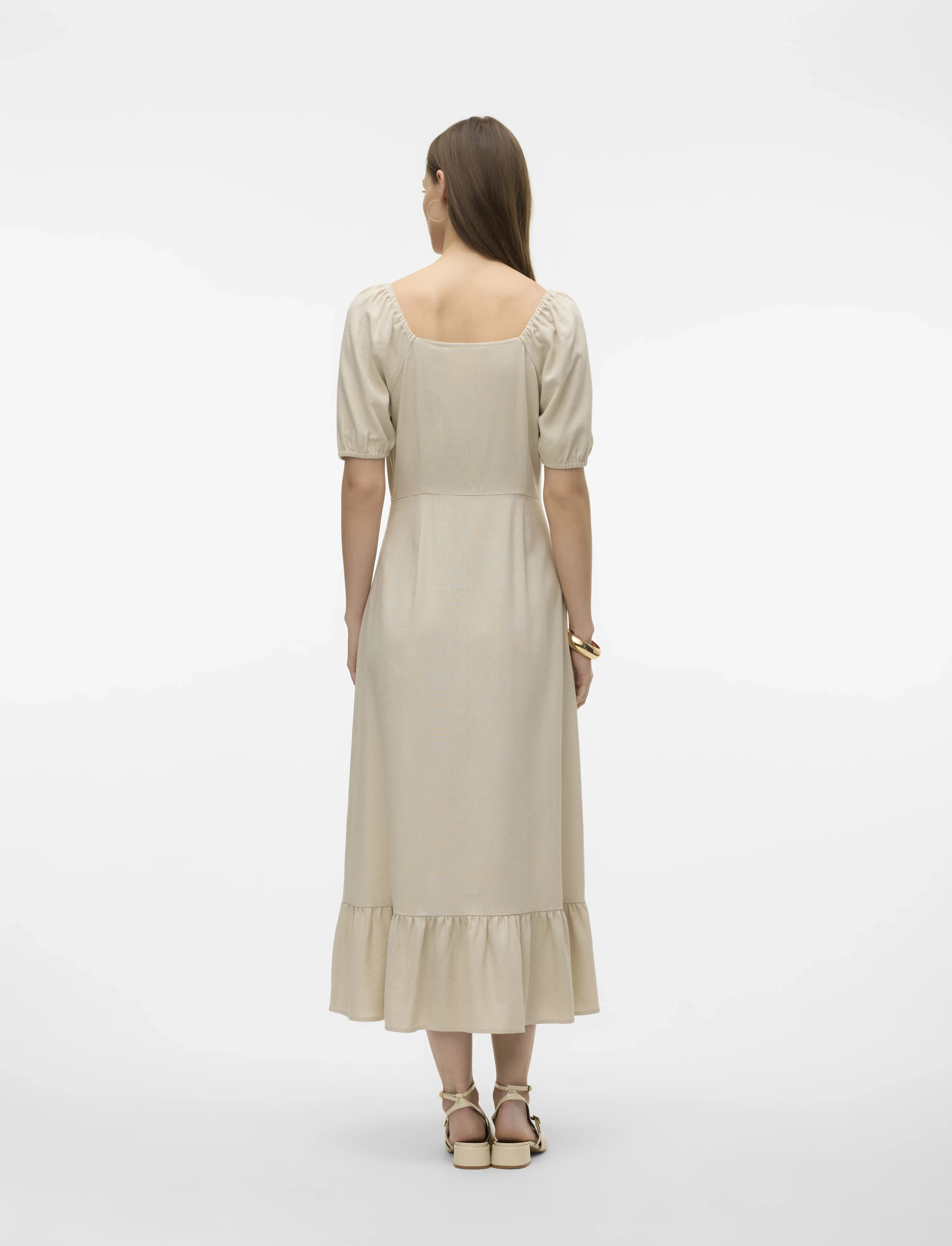 Vero Moda - VMMYMILO SS 7/8 DRESS WVN GA - sommerkleider - silver lining - 3