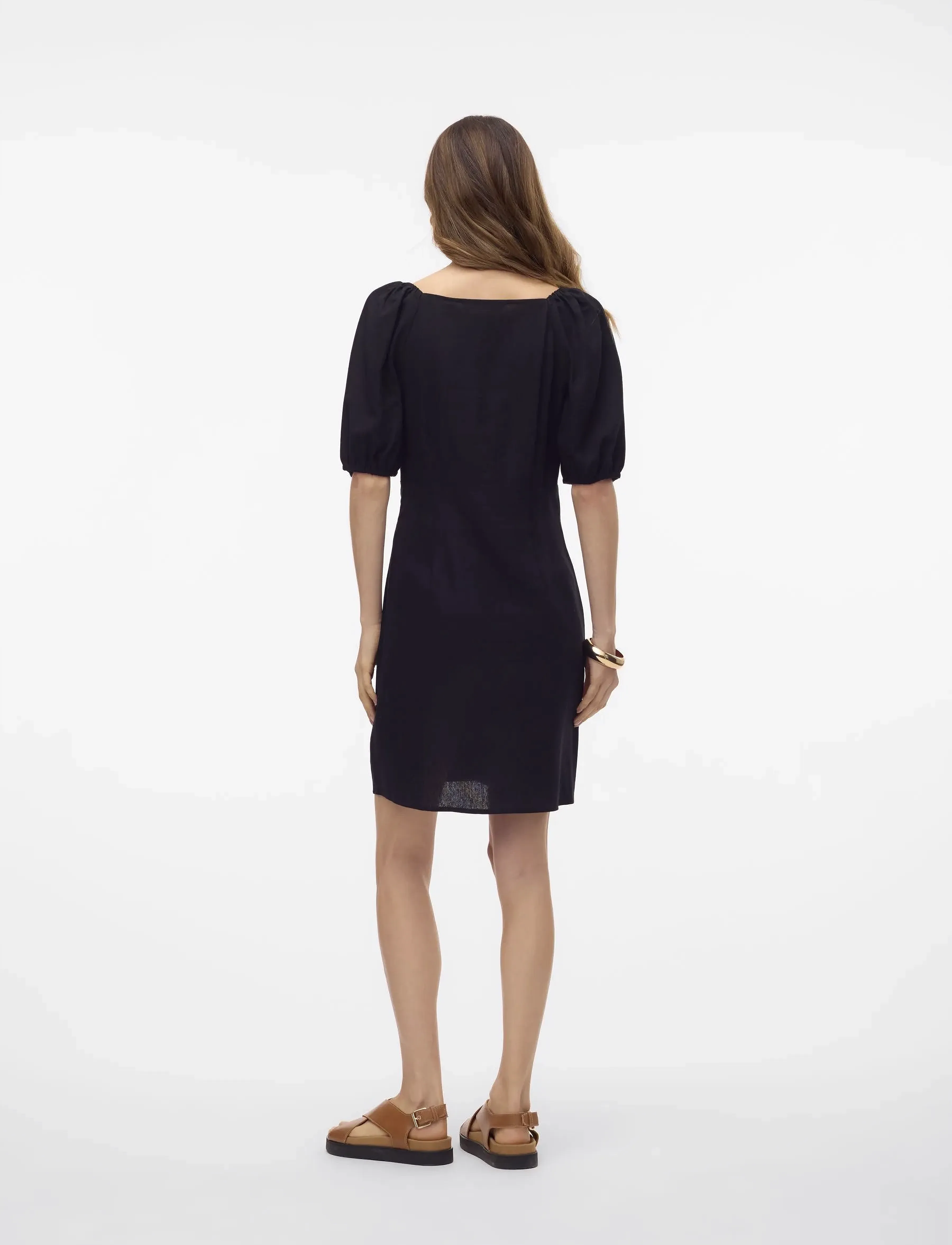 Vero Moda - VMMYMILO 2/4 SHORT BUTTON DRESS WVN GA - laveste priser - black - 3