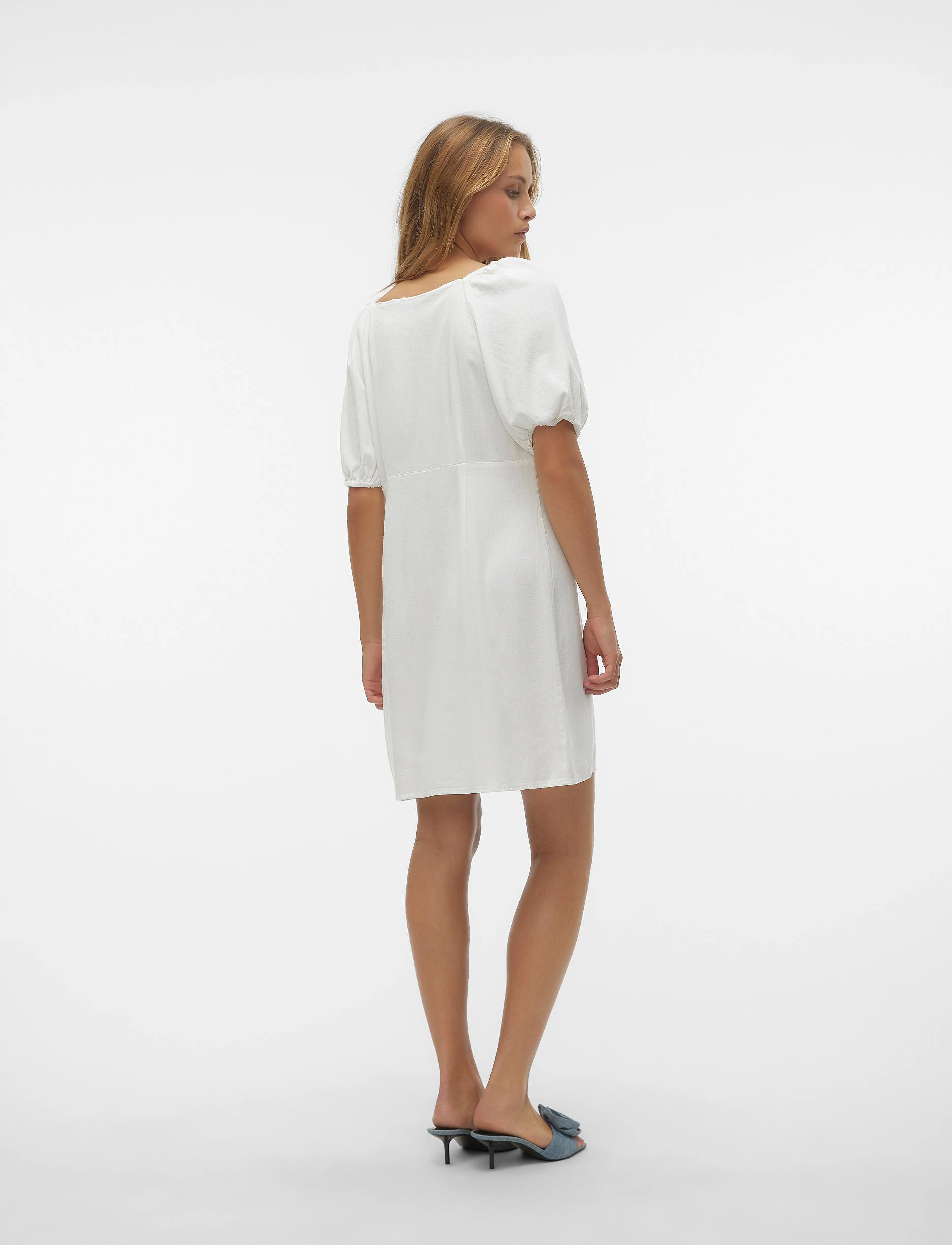 Vero Moda - VMMYMILO 2/4 SHORT BUTTON DRESS WVN GA - die niedrigsten preise - snow white - 2