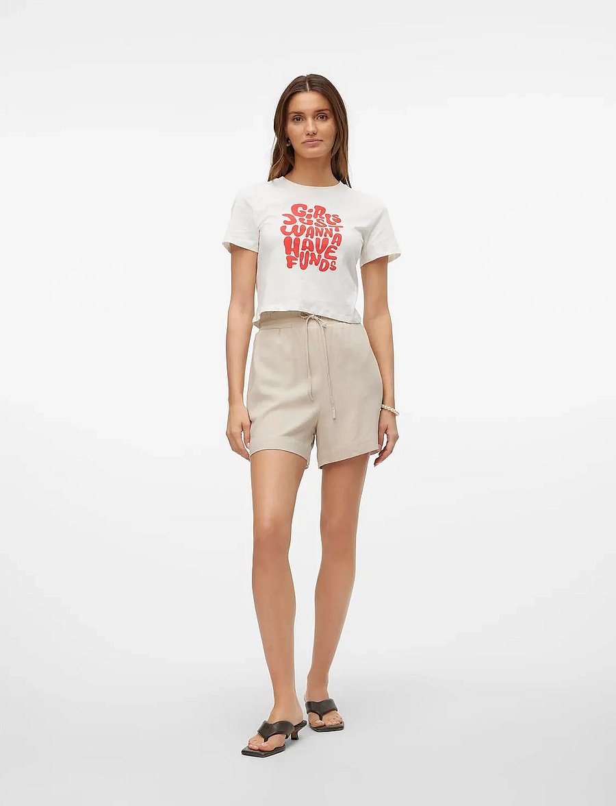 Vero Moda - VMMYMILO HW PAPERBAG SHORTS WVN GA - leinen-shorts - silver lining - 3