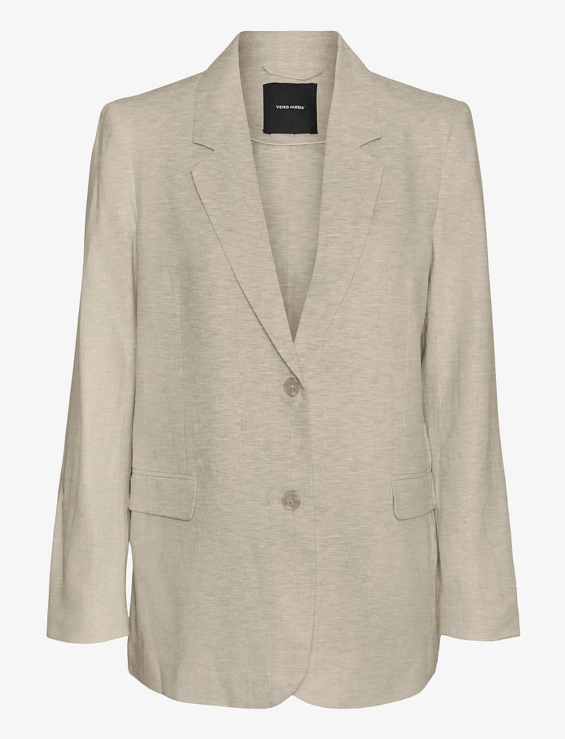 Vero Moda - VMMINDY LS LOOSE LINEN BLAZER MIX - enkeltradede blazere - oatmeal - 0