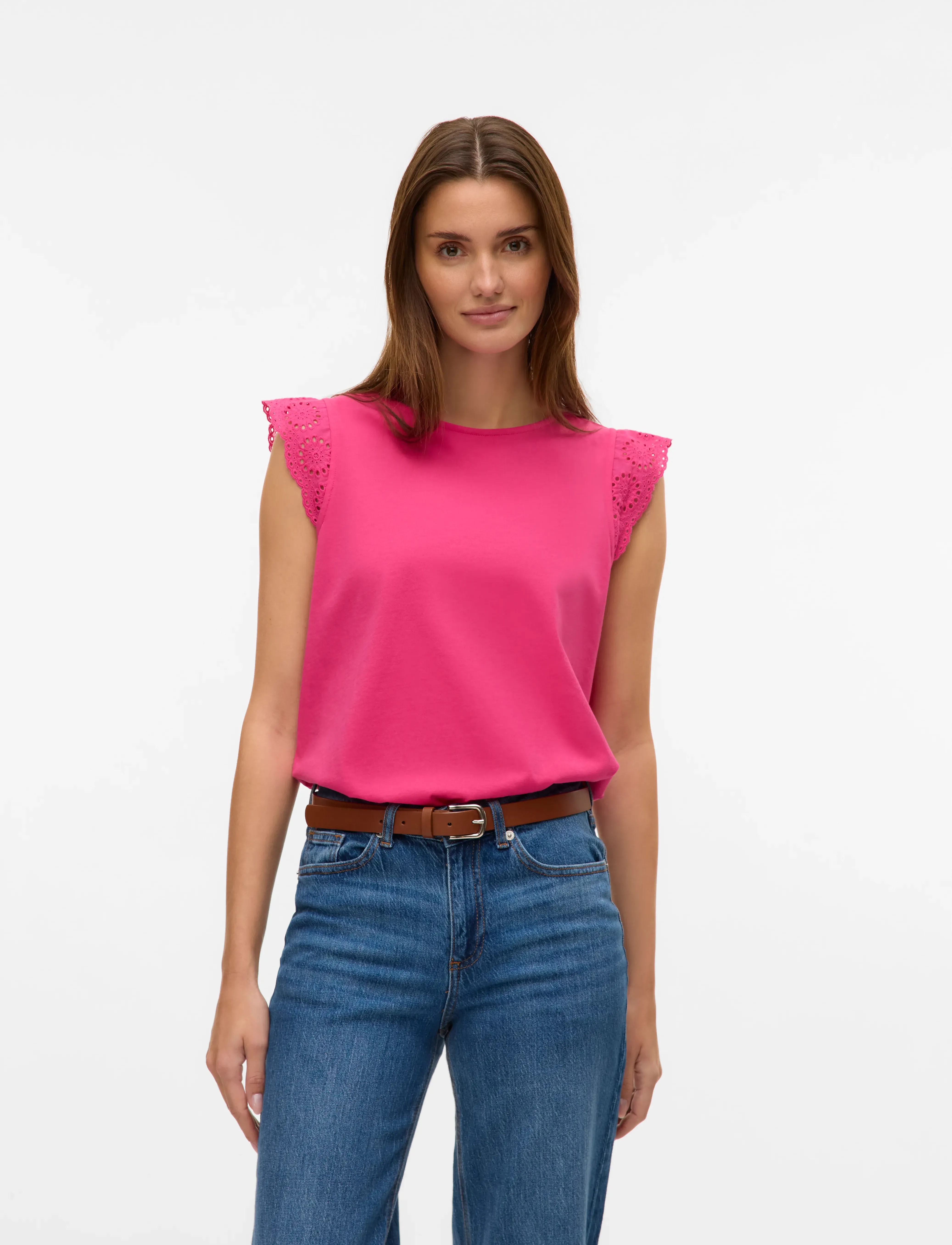 Vero Moda Vmemily Sl Gathering Top Jrs Noos, XS, Blouses, Rosa - Sleeveless, Frauen