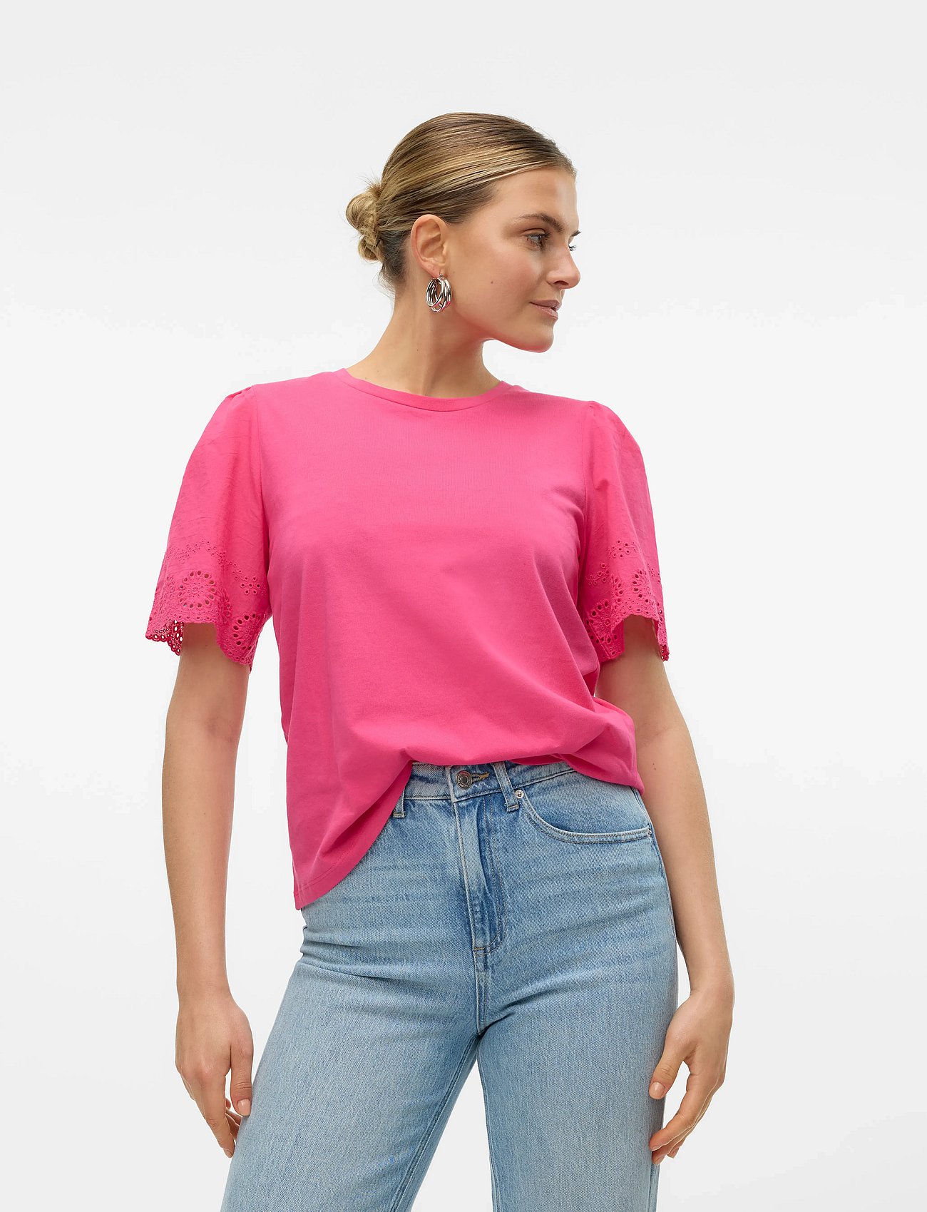 VMEMILY SS O-NECK TOP JRS GA - RASPBERRY SORBET