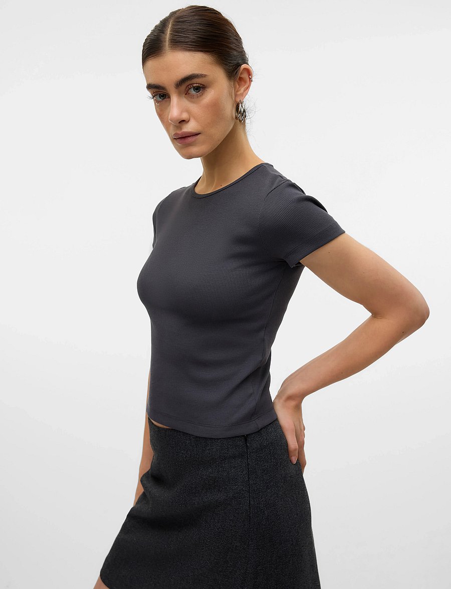 Vero Moda - VMCHLOE SS SHORT TOP JRS NOOS - t-särgid - asphalt - 5