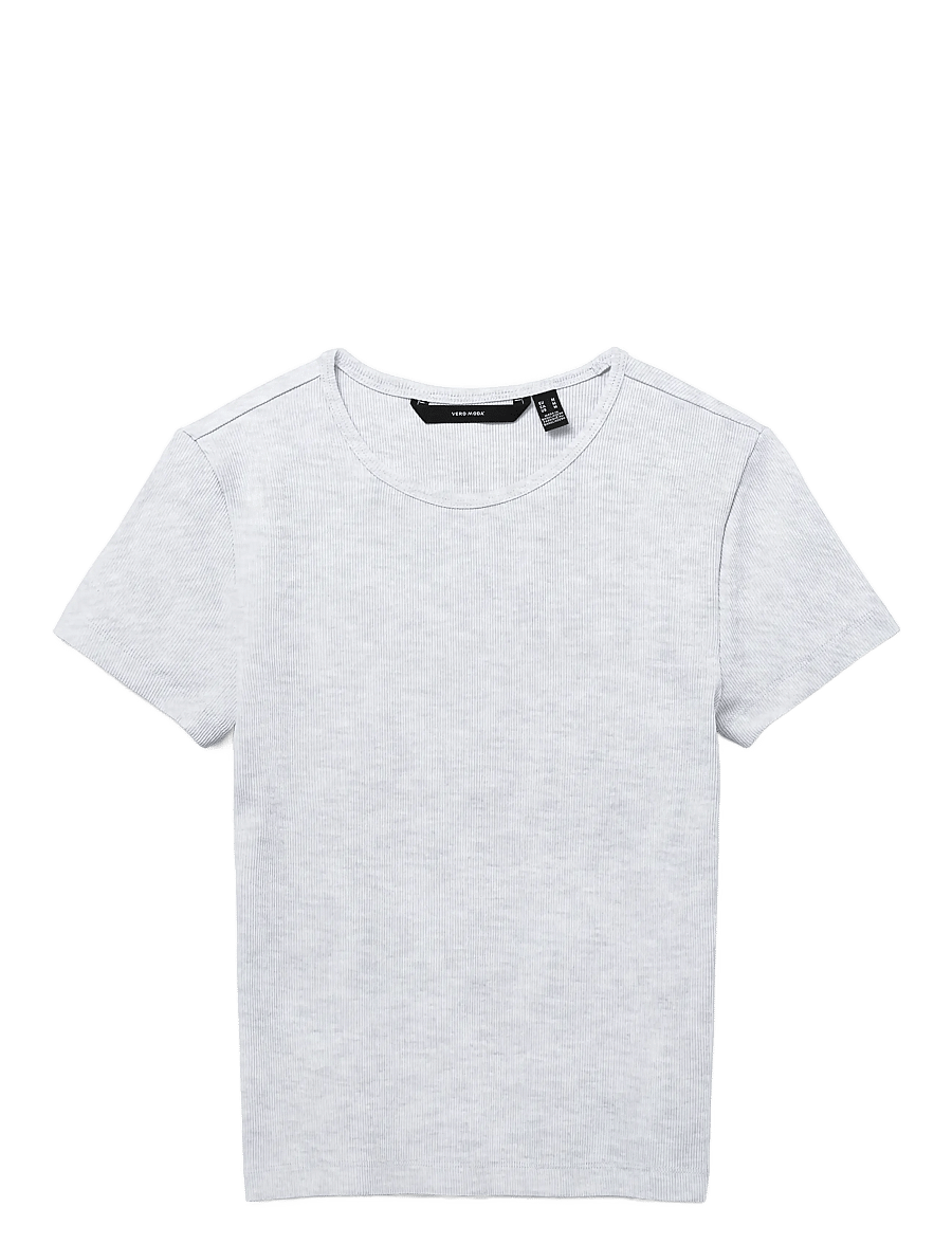Vero Moda - VMCHLOE SS SHORT TOP JRS NOOS - t-shirts - light grey melange - 1