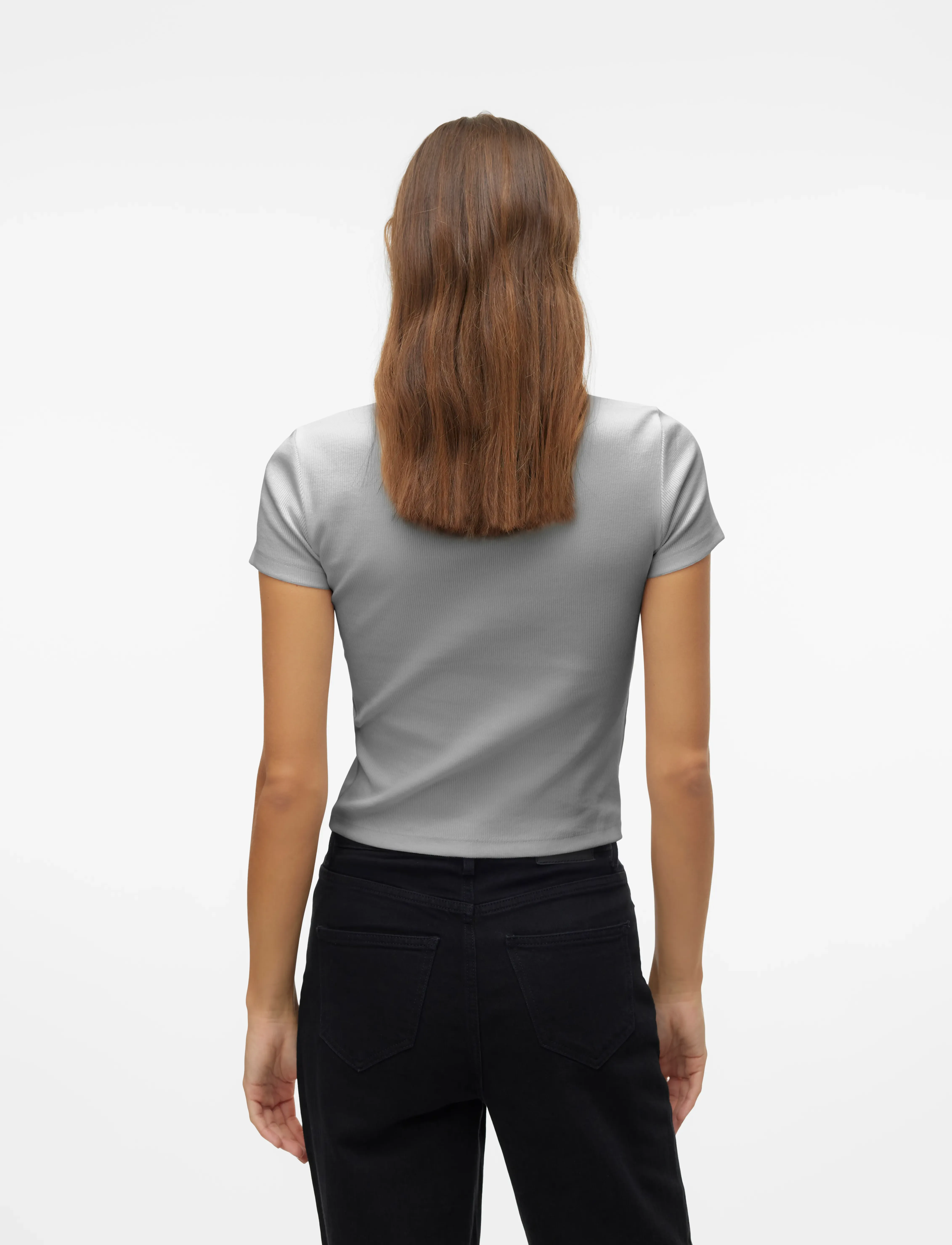 Vero Moda - VMCHLOE SS SHORT TOP JRS NOOS - t-shirts - light grey melange - 2