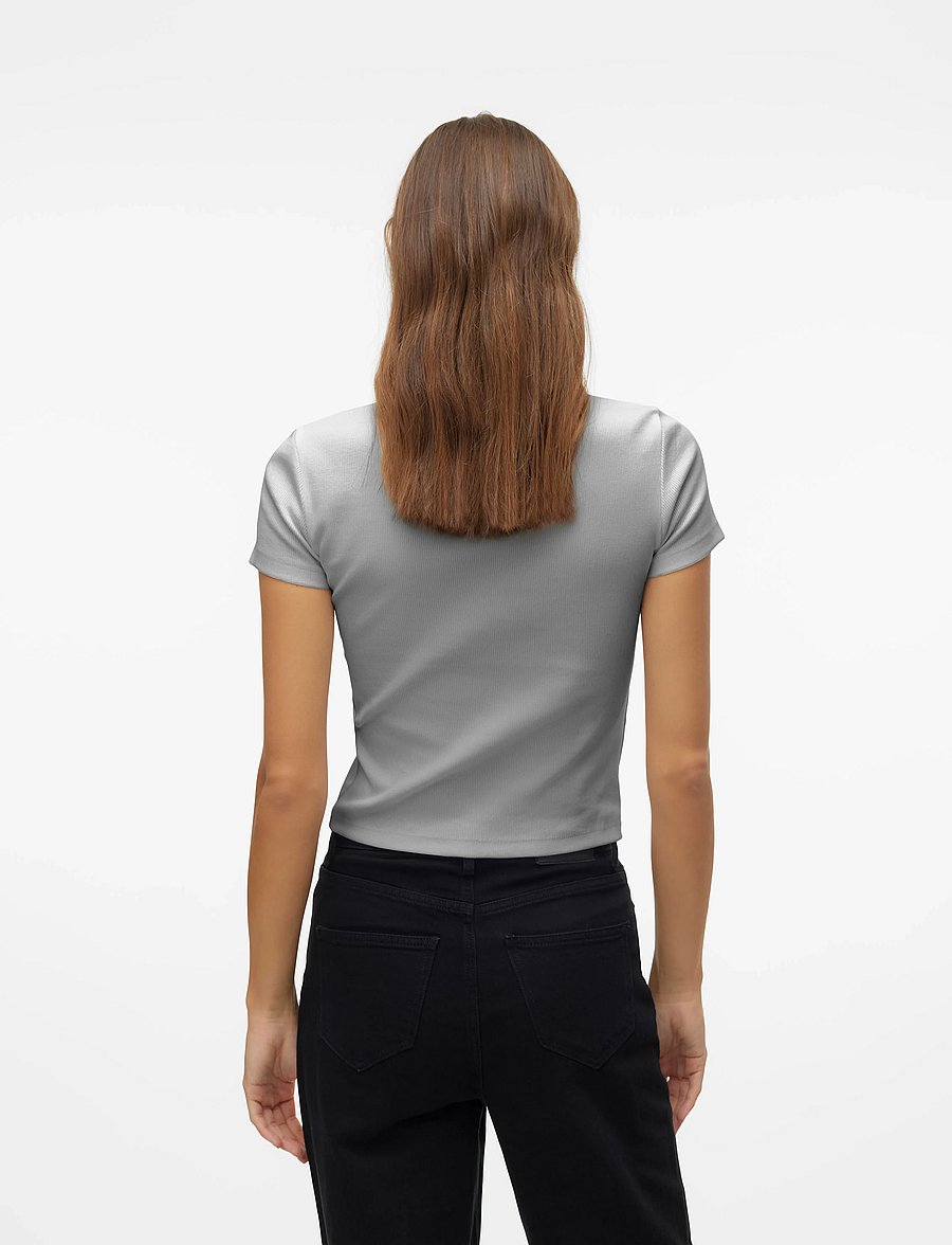 Vero Moda - VMCHLOE SS SHORT TOP JRS NOOS - t-shirts - light grey melange - 2