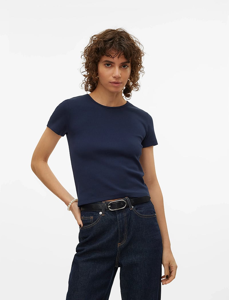 Vero Moda - VMCHLOE SS SHORT TOP JRS NOOS - t-shirts - navy blazer - 3