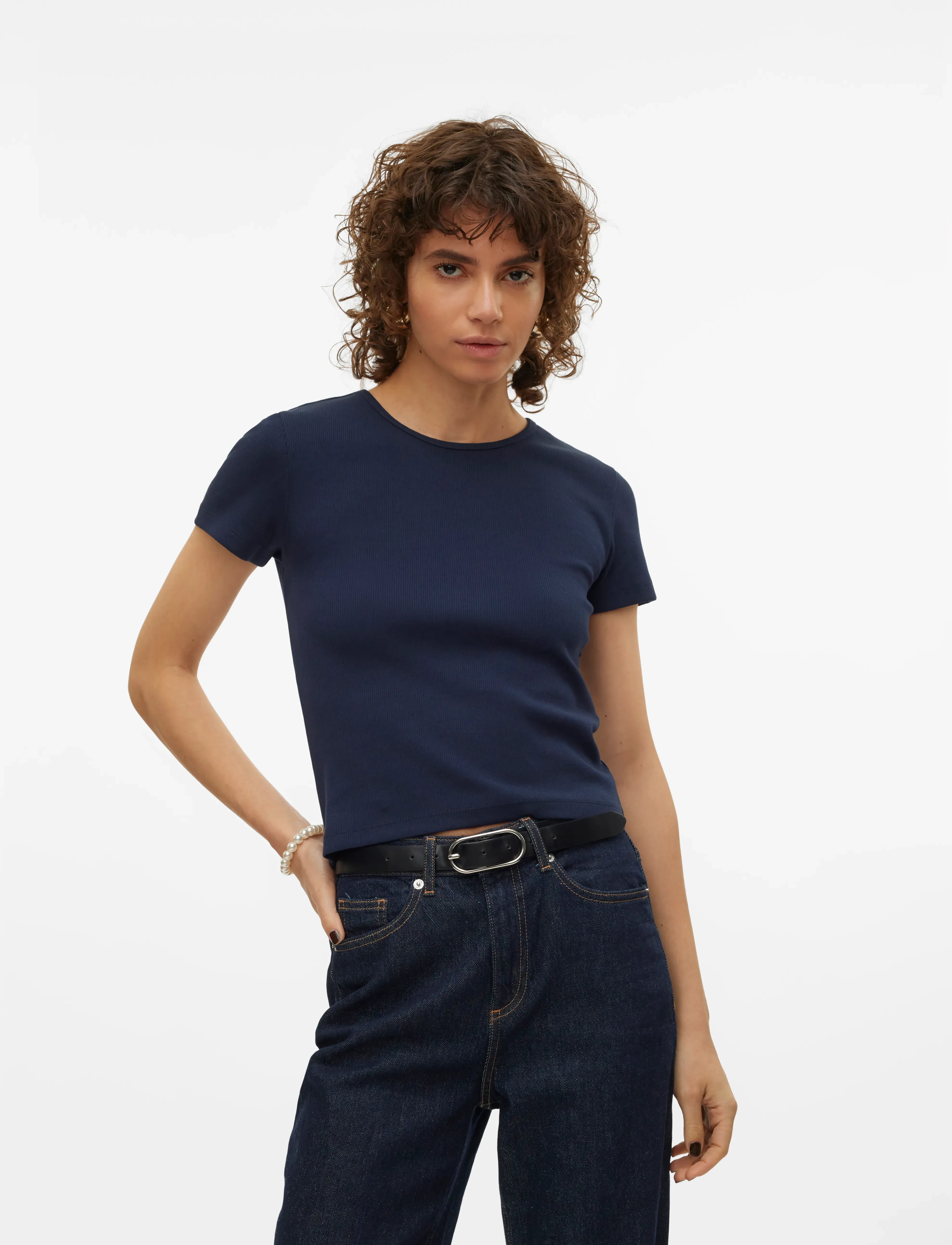 Vero Moda - VMCHLOE SS SHORT TOP JRS NOOS - t-särgid - navy blazer - 3