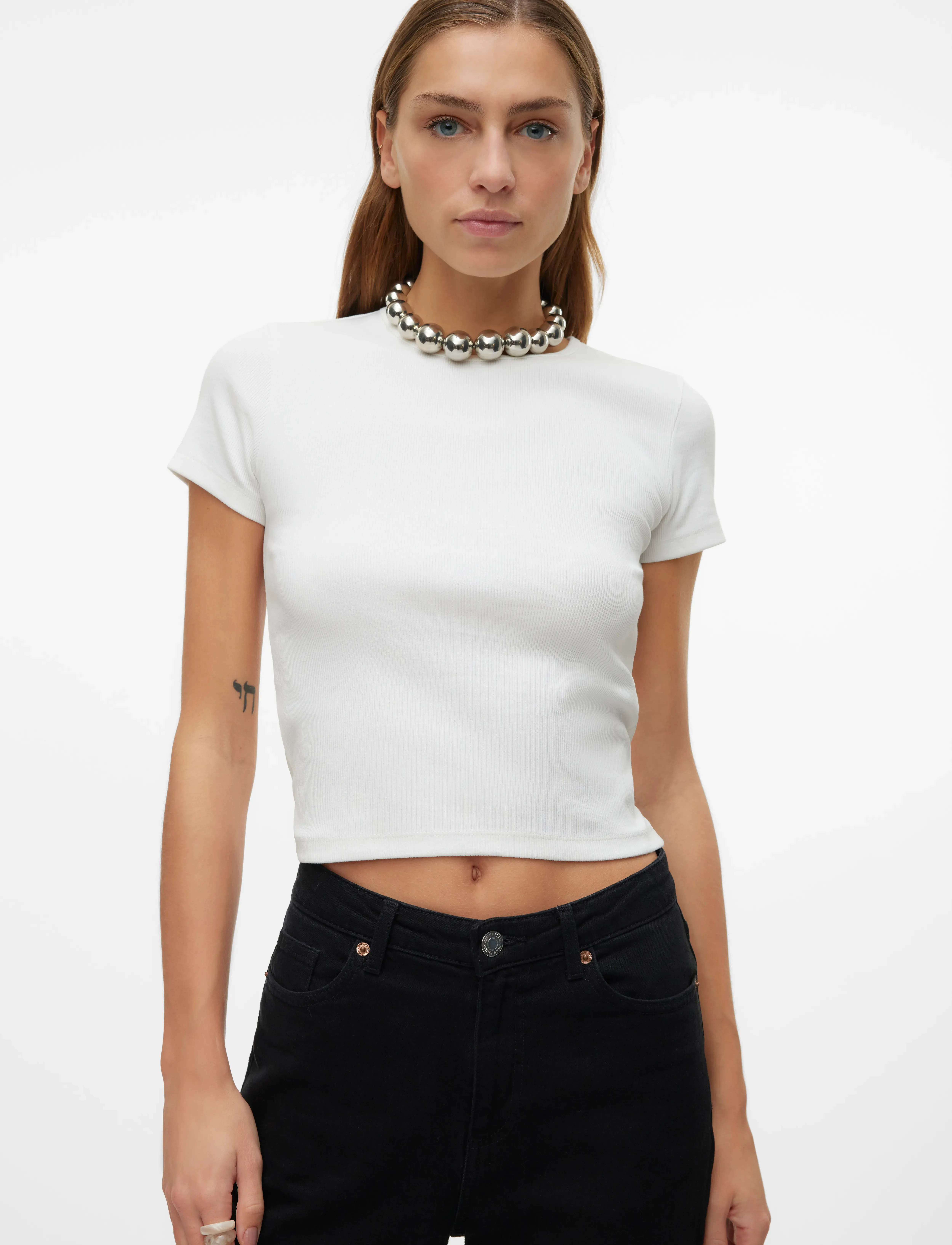 Vero Moda - VMCHLOE SS SHORT TOP JRS NOOS - laveste priser - snow white - 3