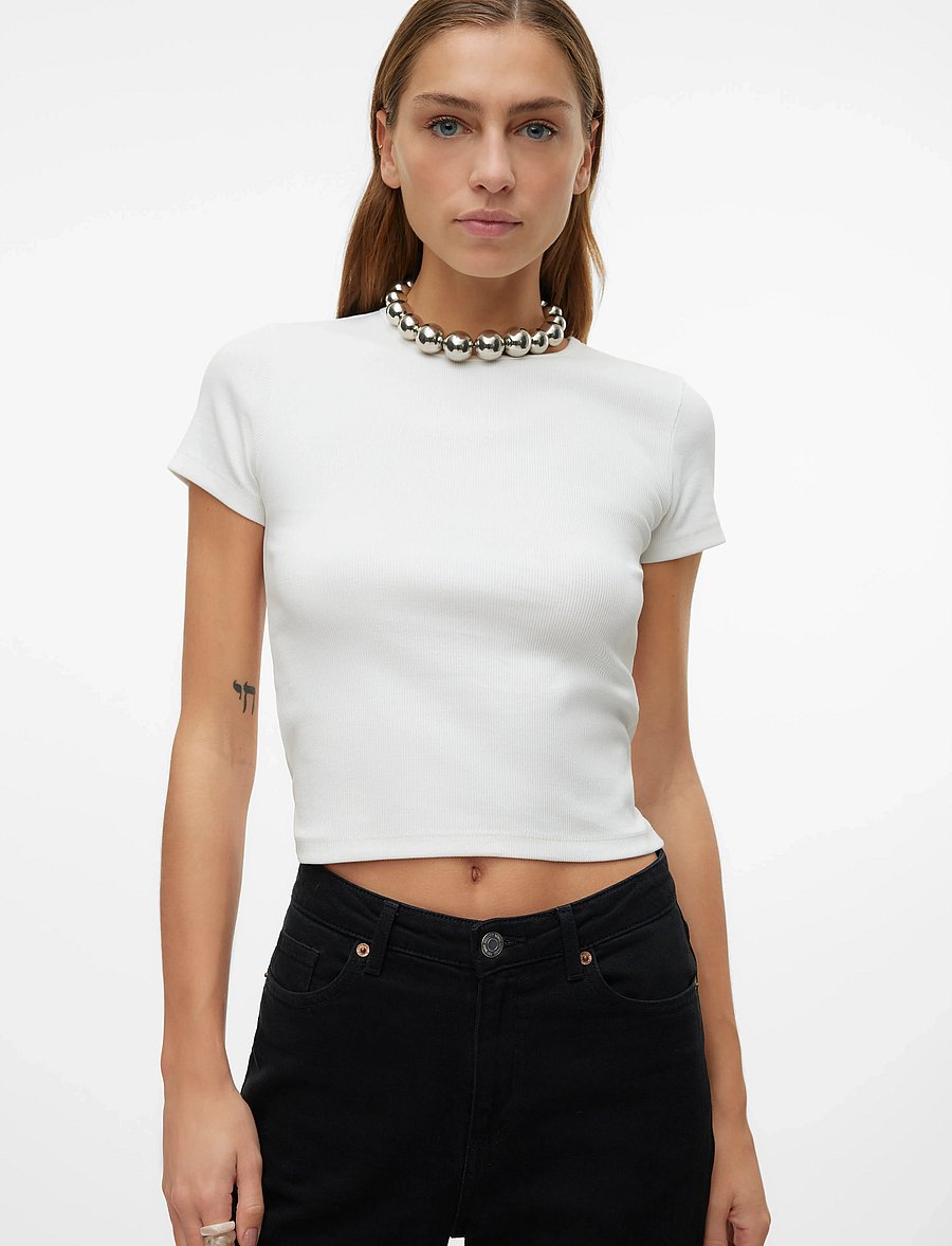 Vero Moda - VMCHLOE SS SHORT TOP JRS NOOS - t-särgid - snow white - 3