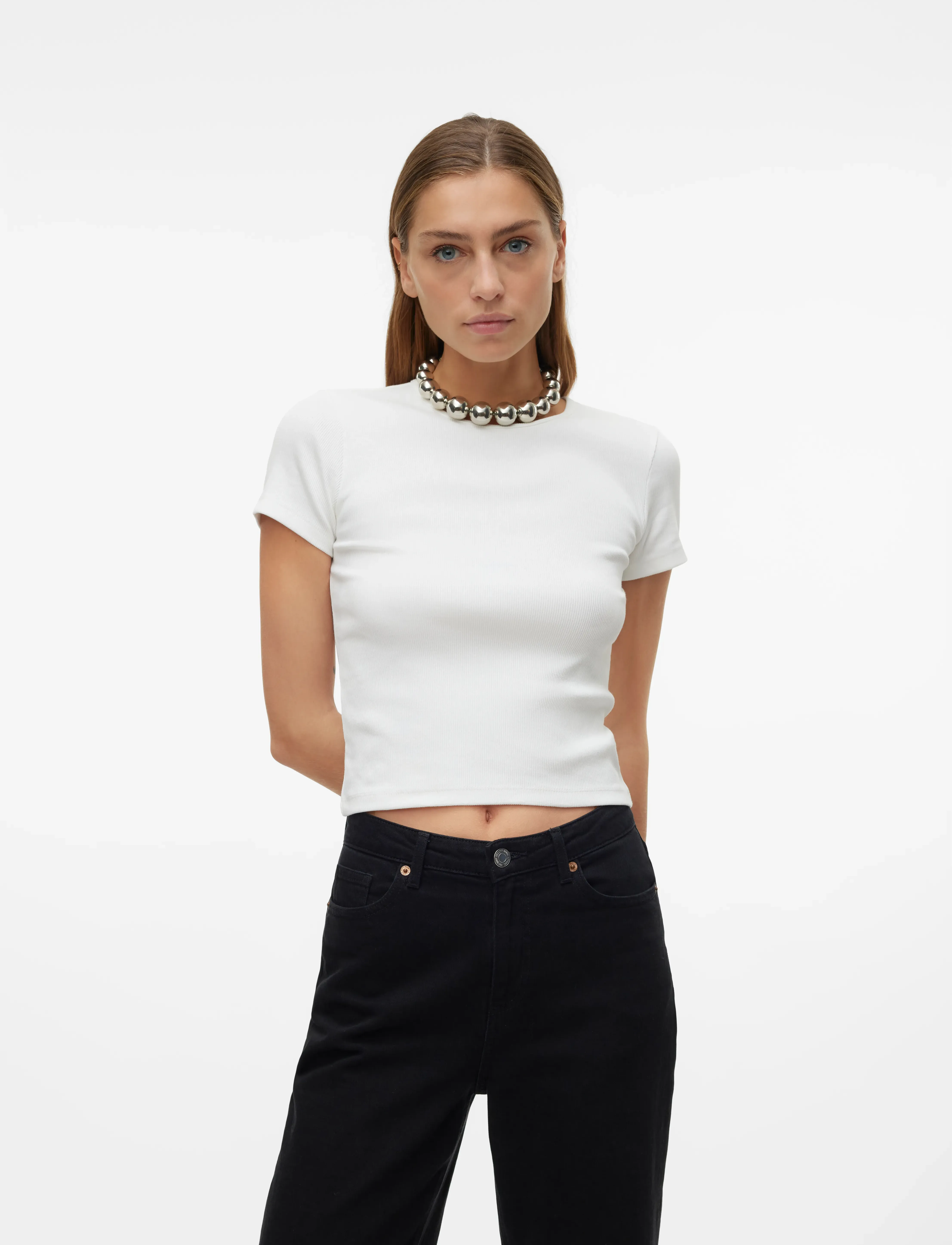 Vero Moda - VMCHLOE SS SHORT TOP JRS NOOS - laveste priser - snow white - 5
