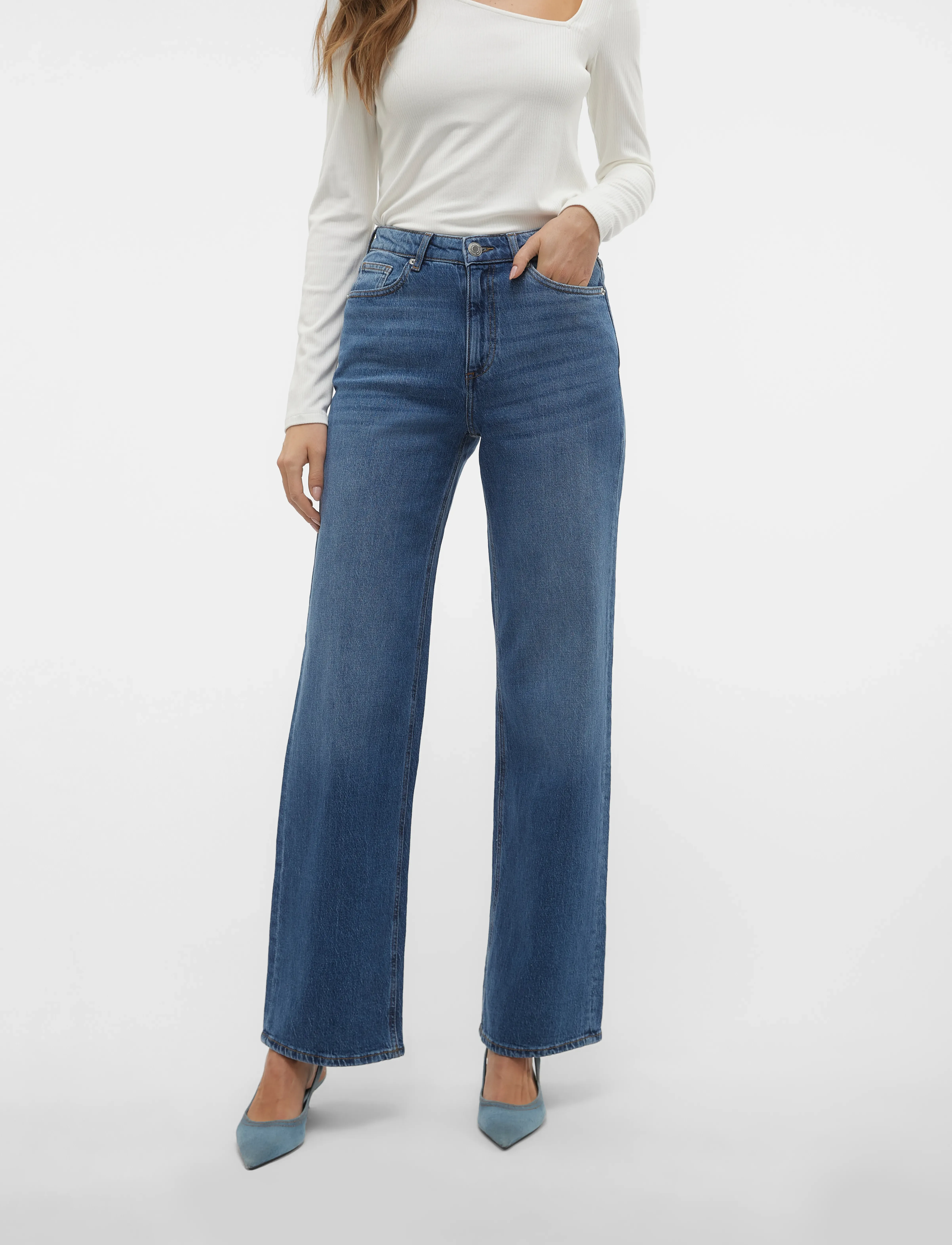 Vero Moda VMTESSA HR WIDE JEANS RA380 GA NOOS - Jeans - MEDIUM BLUE DENIM / blue