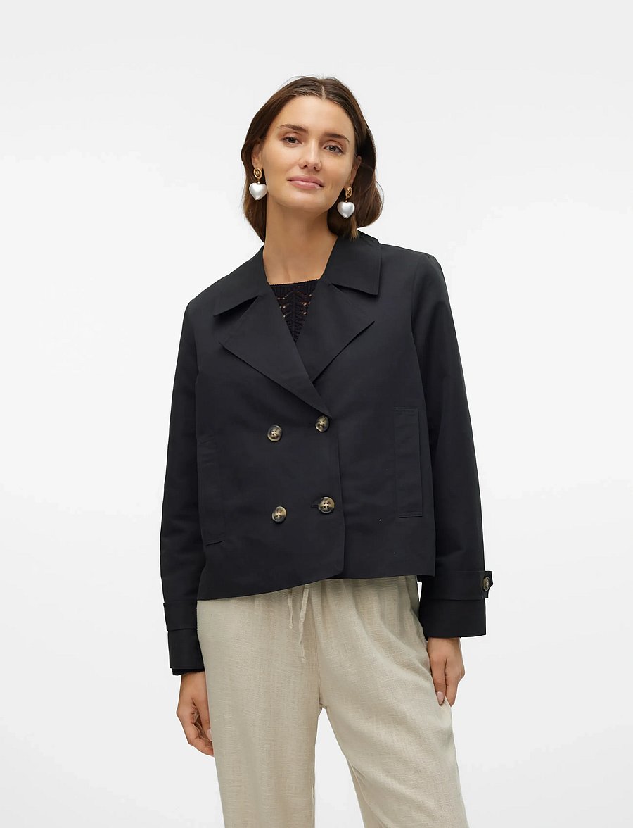 Vero Moda - %VMCHLOEMIA SHORT TRENCHCOAT NOOS - trenchcoats - black - 0