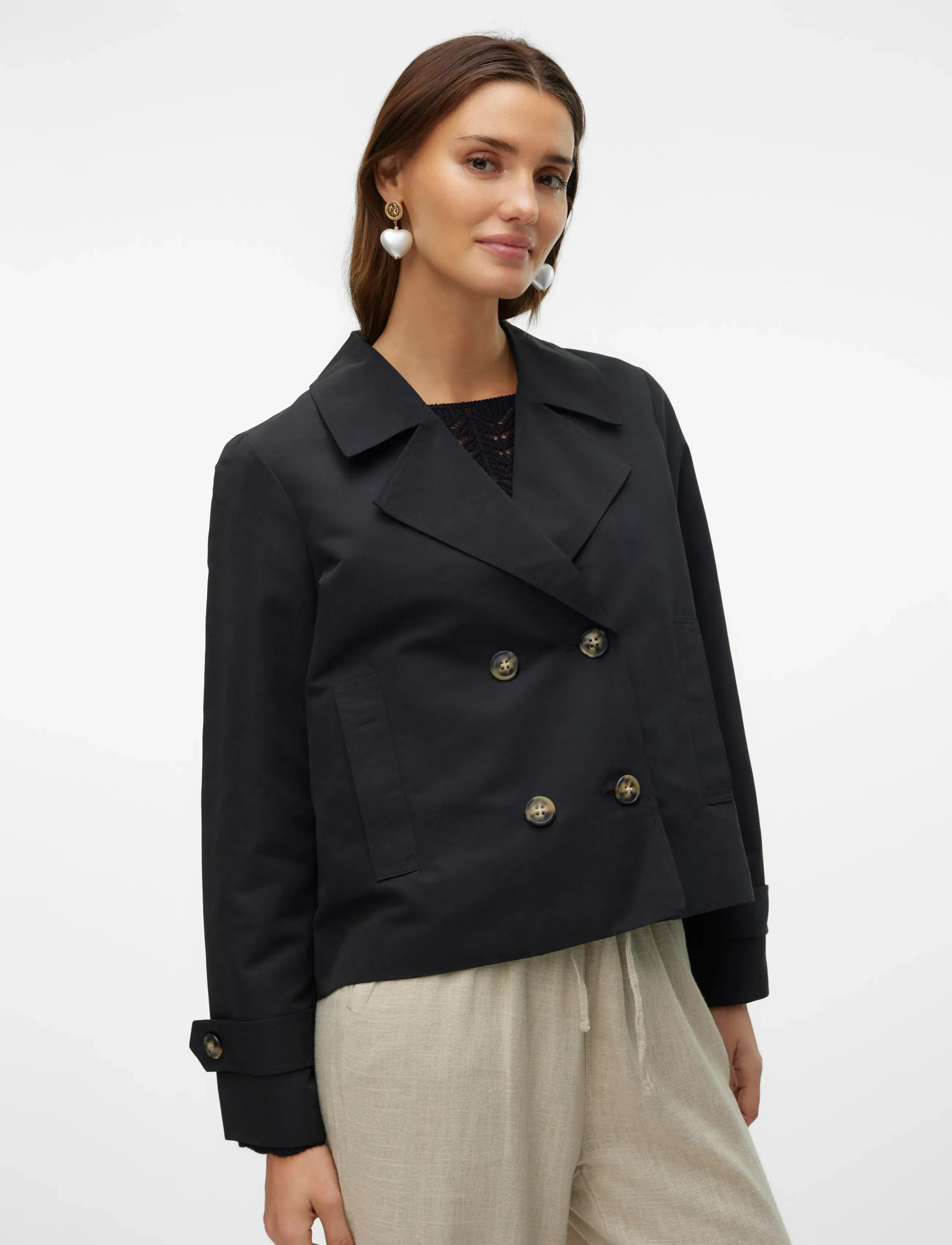 Vero Moda - %VMCHLOEMIA SHORT TRENCHCOAT NOOS - trenchcoats - black - 4