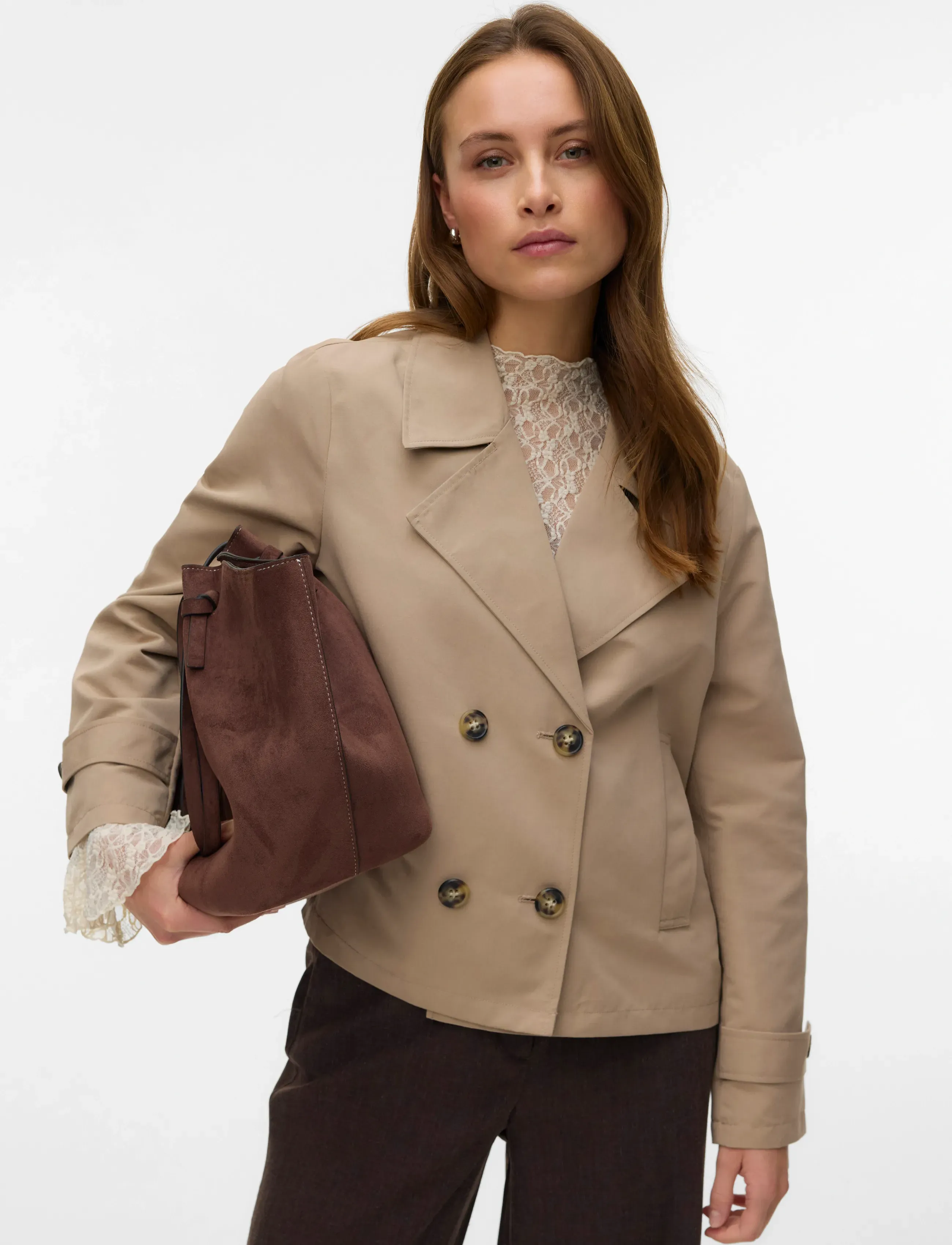 Vero Moda - %VMCHLOEMIA SHORT TRENCHCOAT NOOS - trenchcoats - silver mink - 4