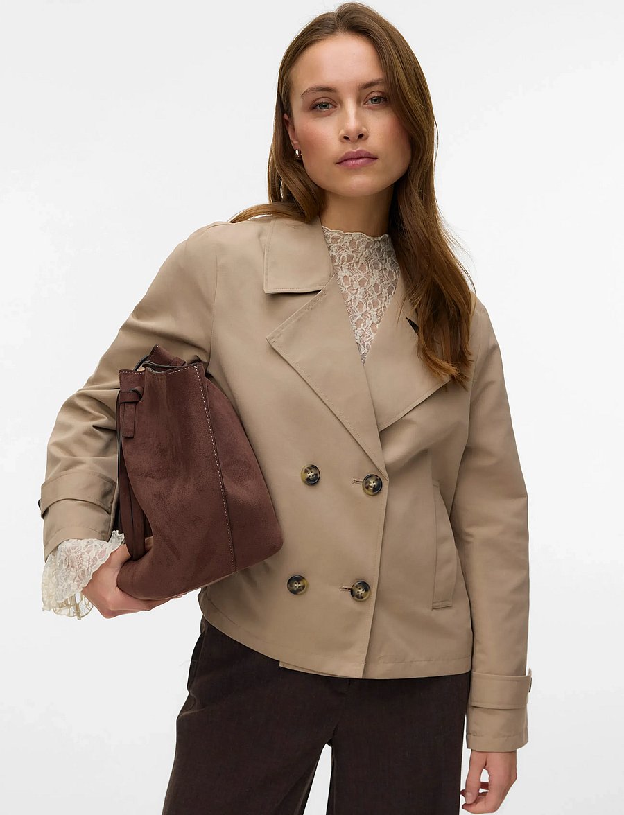 Vero Moda - %VMCHLOEMIA SHORT TRENCHCOAT NOOS - trenchcoats - silver mink - 4