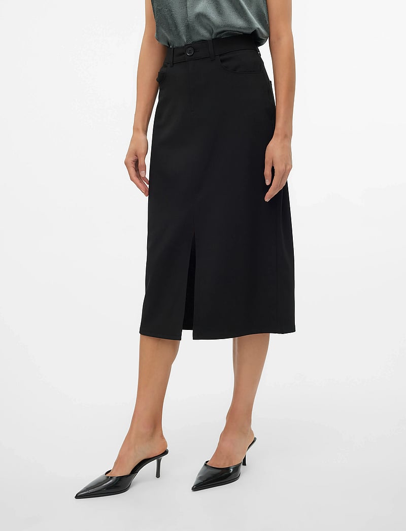 Vero Moda - VMSASIE HR SKIRT - midi nederdele - black - 0