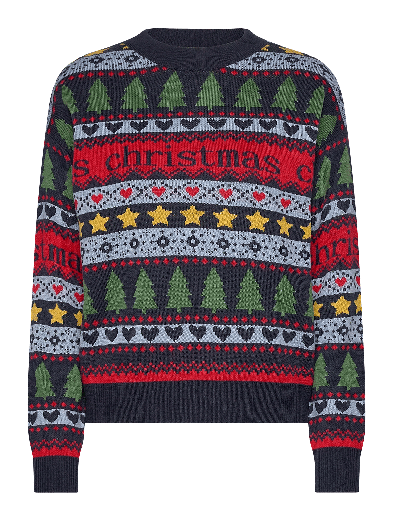 Vero Moda - VMHAPPY FROSTLIGHT LS O-NECK PULL. XMAS - jultröjor - navy blazer - 0