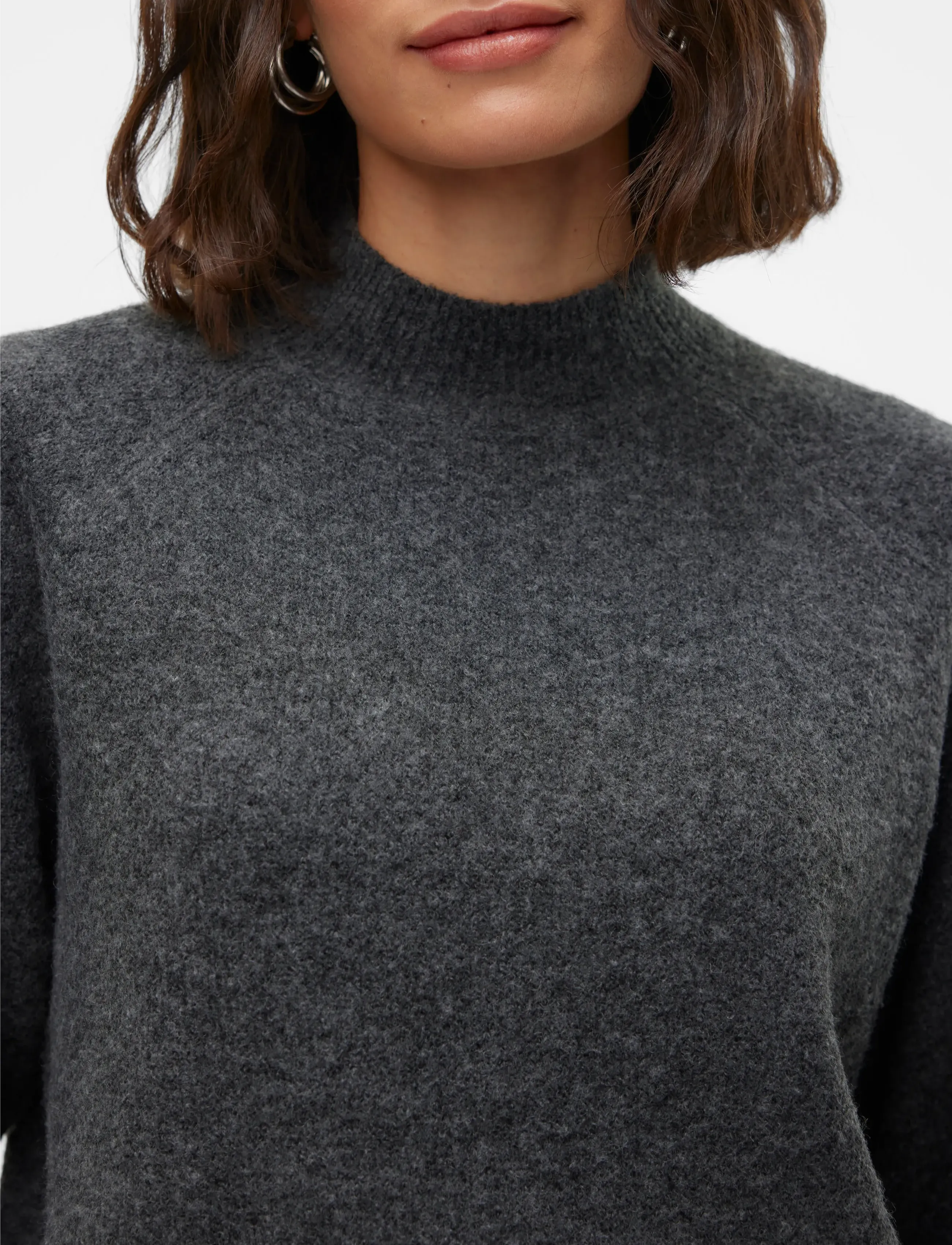 Vero Moda - VMLEAF LS HIGH NECK PULLOVER NOOS - džemperiai - dark grey melange - 5