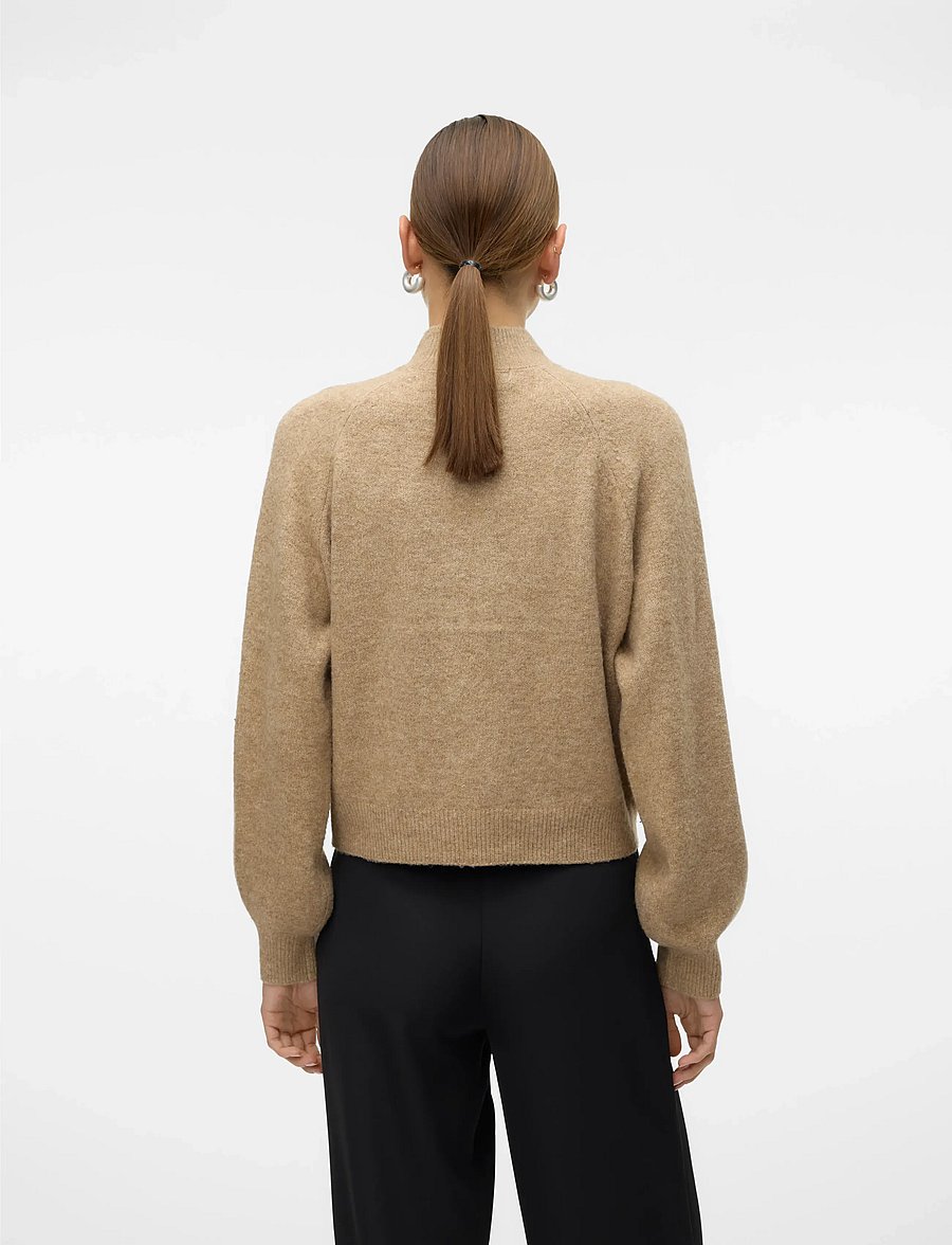 Vero Moda - VMLEAF LS HIGH NECK PULLOVER NOOS - gebreide truien - silver mink - 2