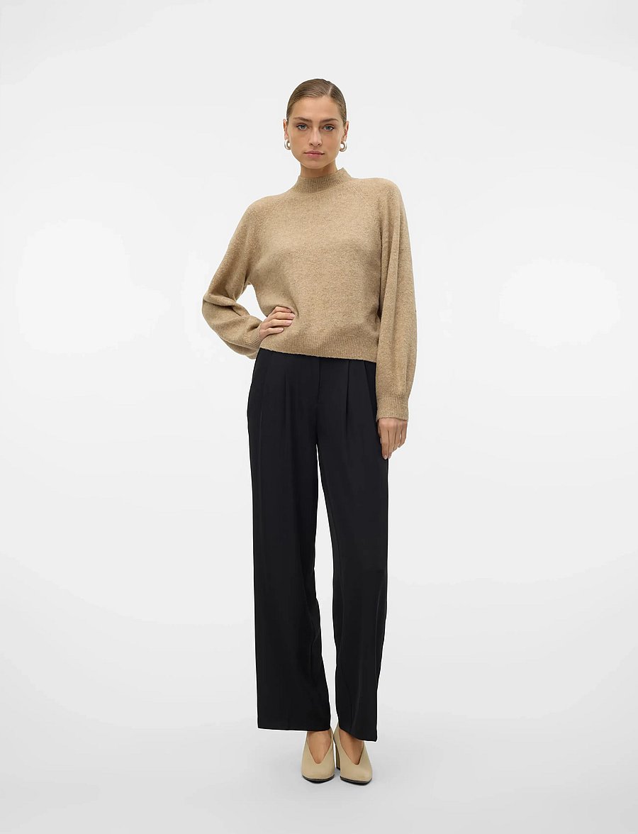 Vero Moda - VMLEAF LS HIGH NECK PULLOVER NOOS - gebreide truien - silver mink - 3