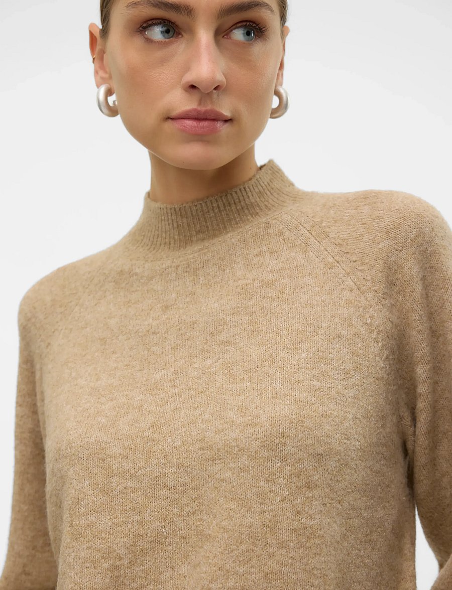 Vero Moda - VMLEAF LS HIGH NECK PULLOVER NOOS - gebreide truien - silver mink - 4