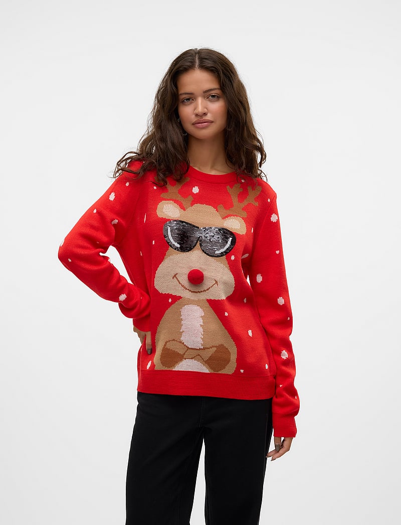 Vero Moda - VMNEWTINSEL LS O-NECK BLOUSE XMAS - chinese red - 0