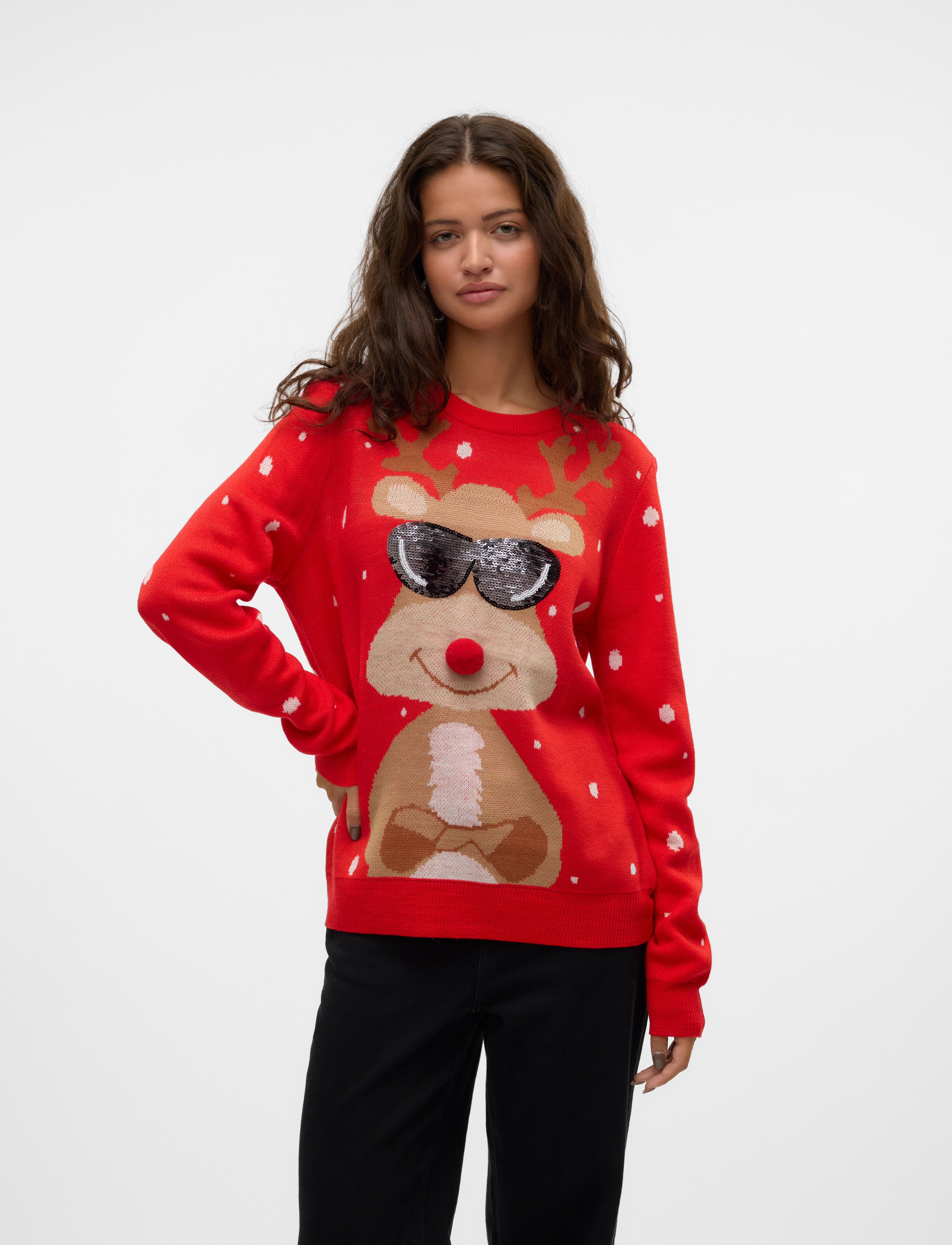 Vero Moda - VMNEWTINSEL LS O-NECK BLOUSE XMAS - chinese red - 0